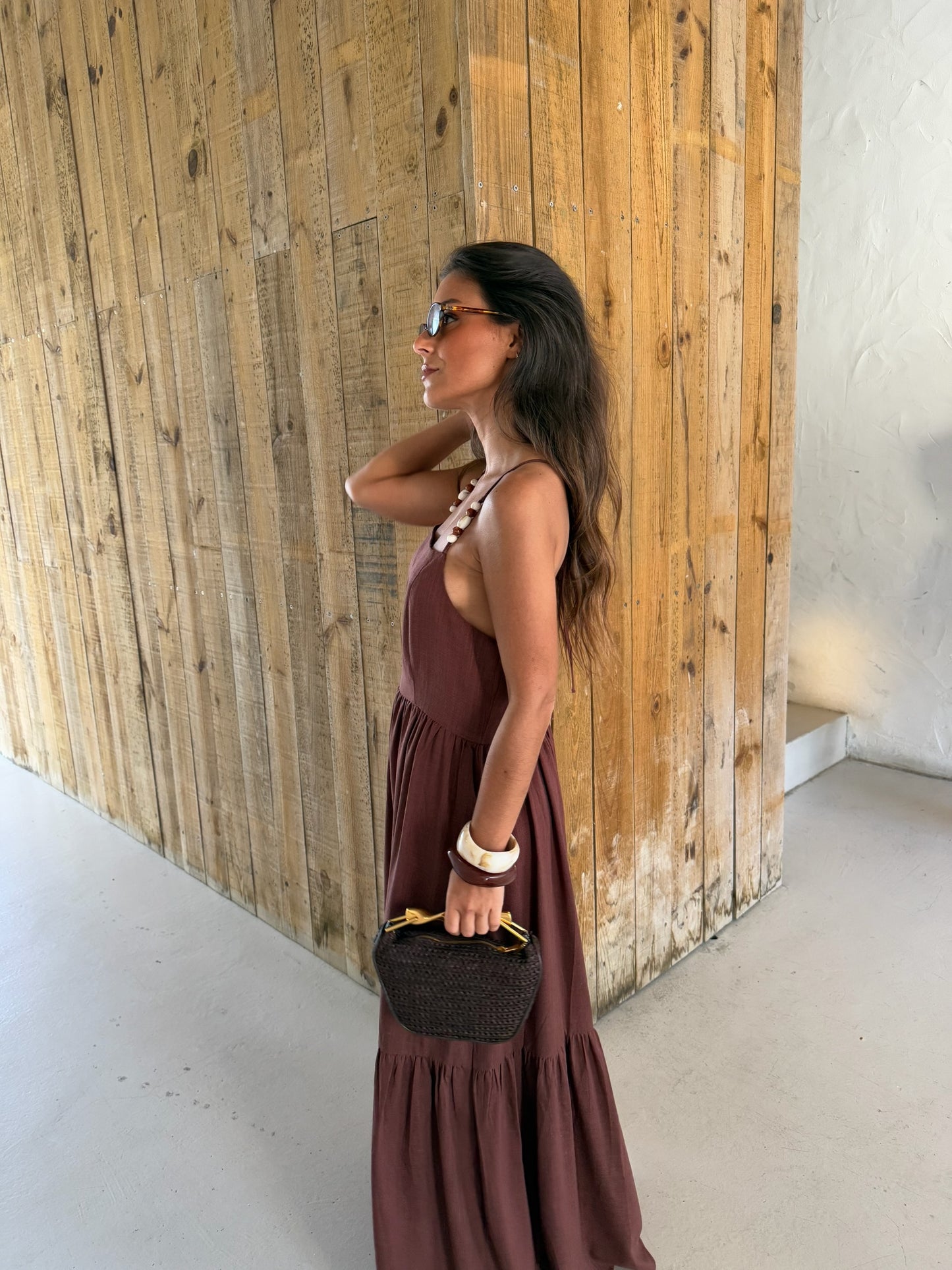 Linen Dress in Brown