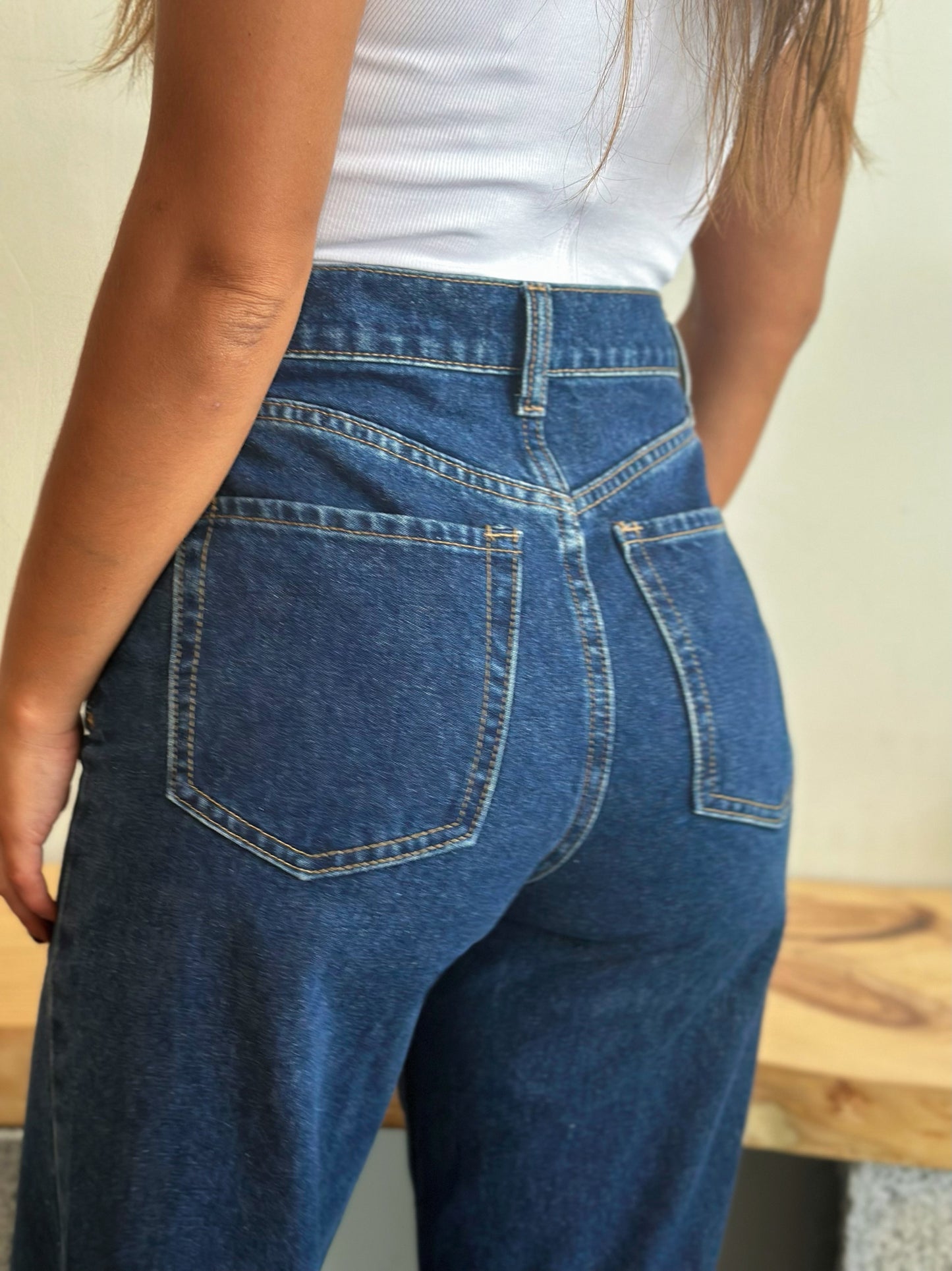 Dark Blue Wide Leg Jeans