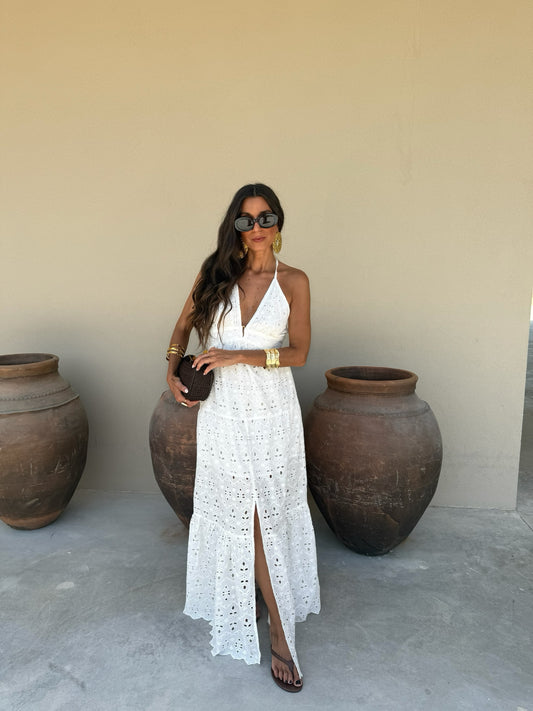 Zakynthos Flower Dress in White