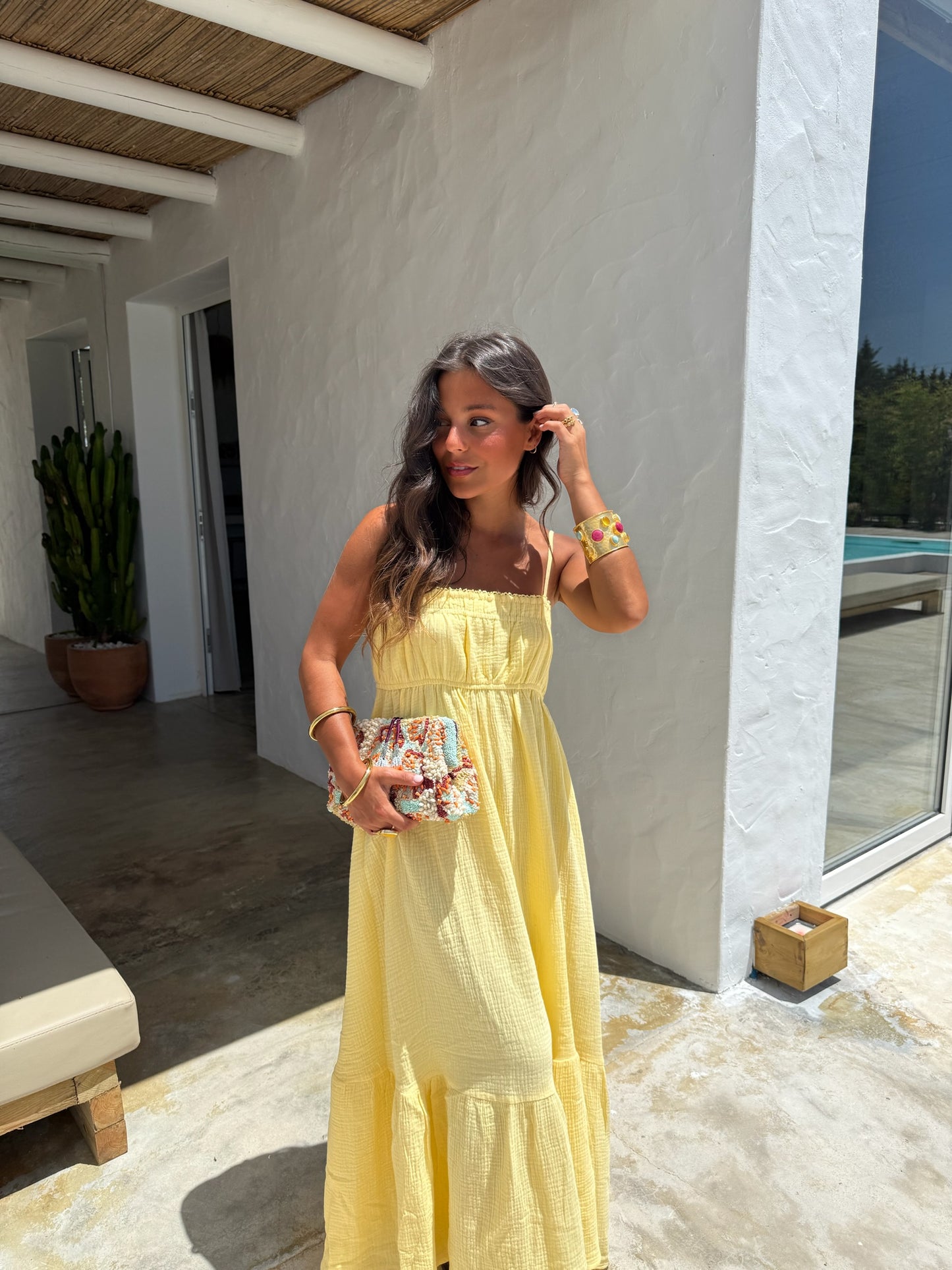 Cotton Lisa Dress in Yellow