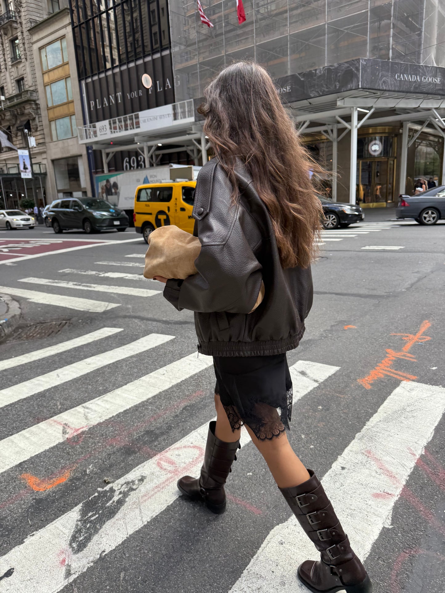 Fifth Ave Leather Bomber