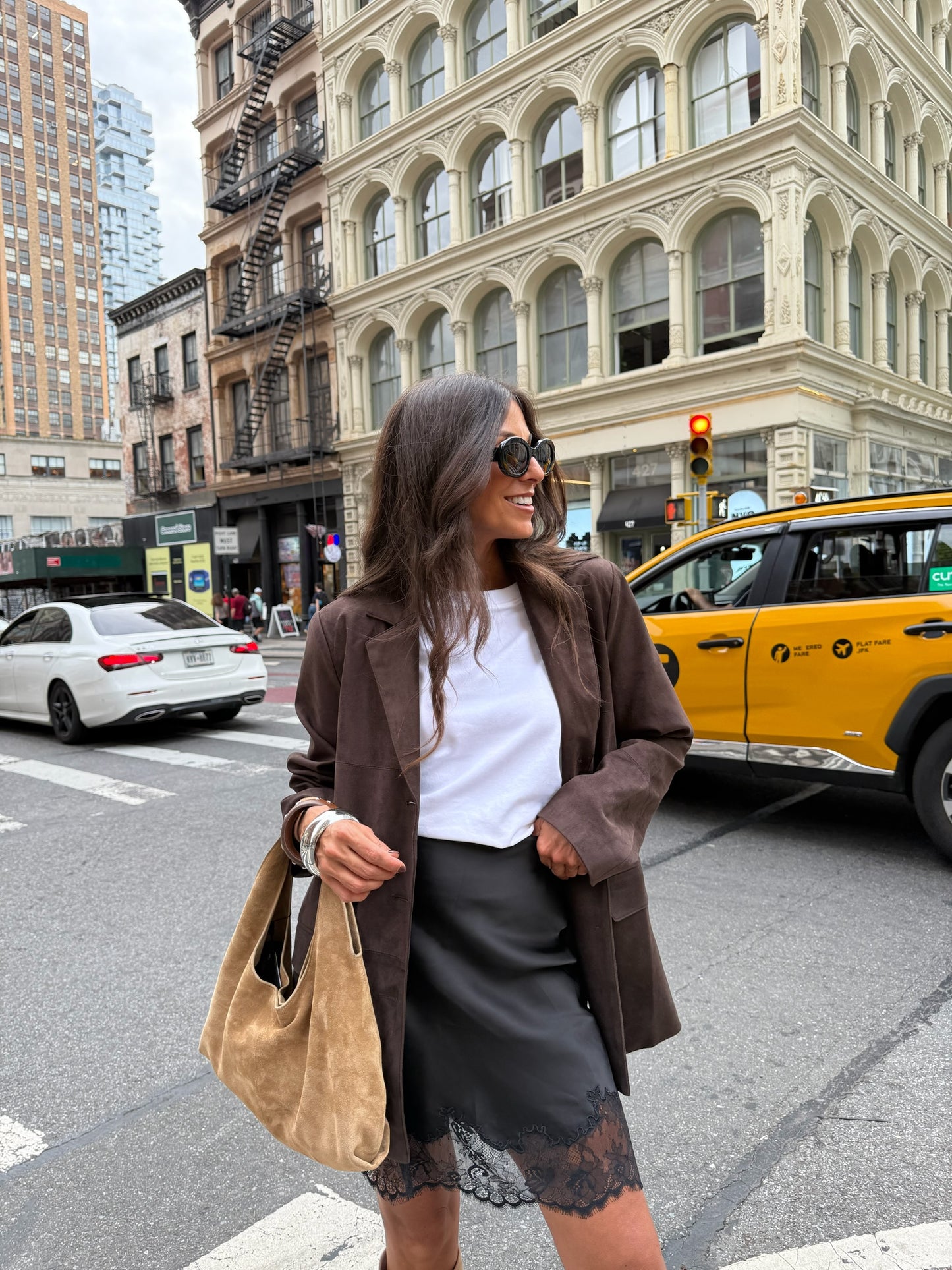 Chelsea Suede Blazer in Brown
