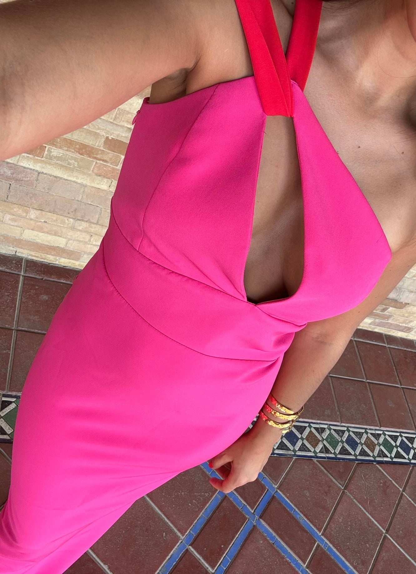 Rocio Dress Pink and Red - Shipping/Envio in 15 days