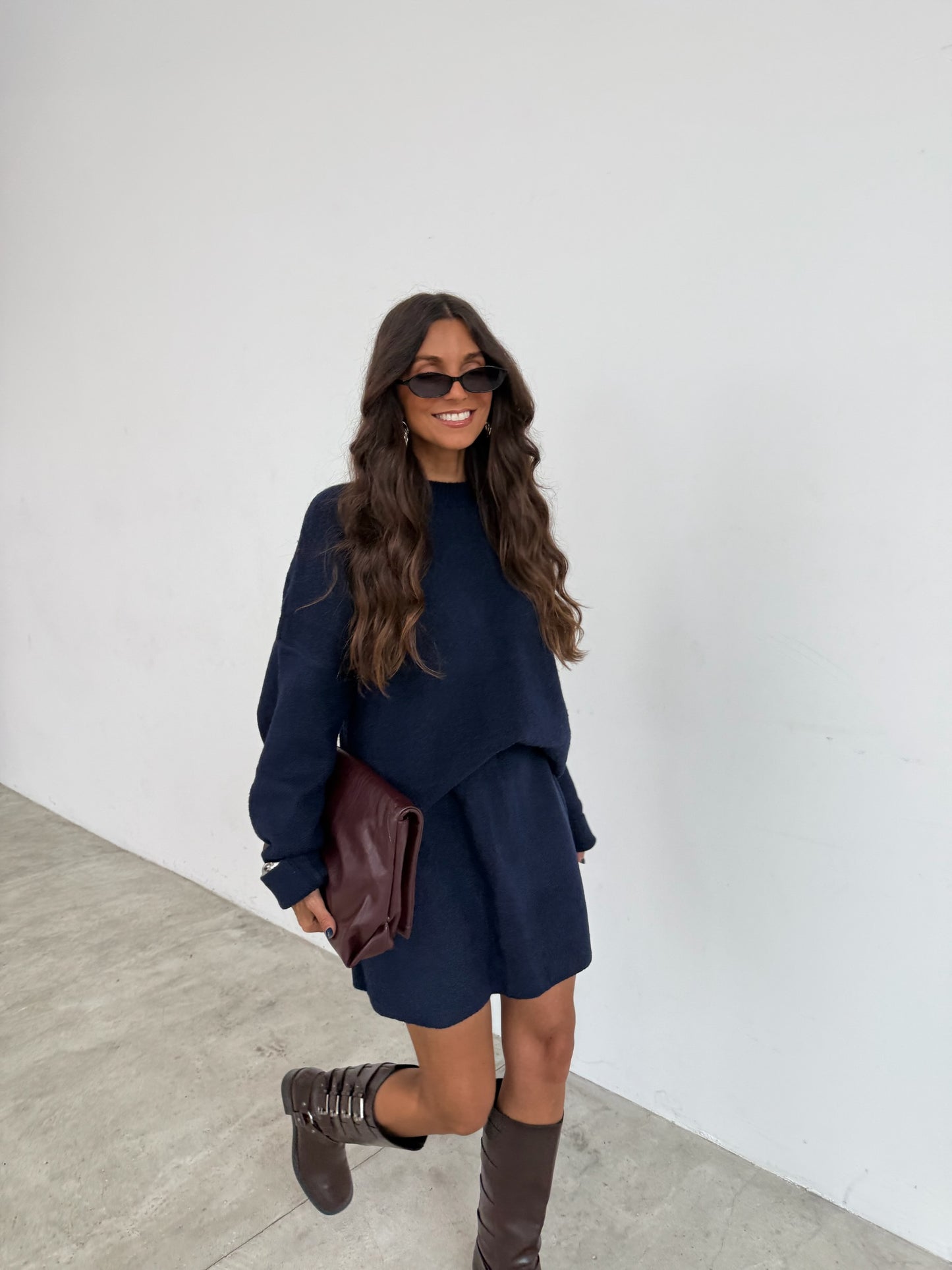 Navy Blue Knit Set - Skirt Edition