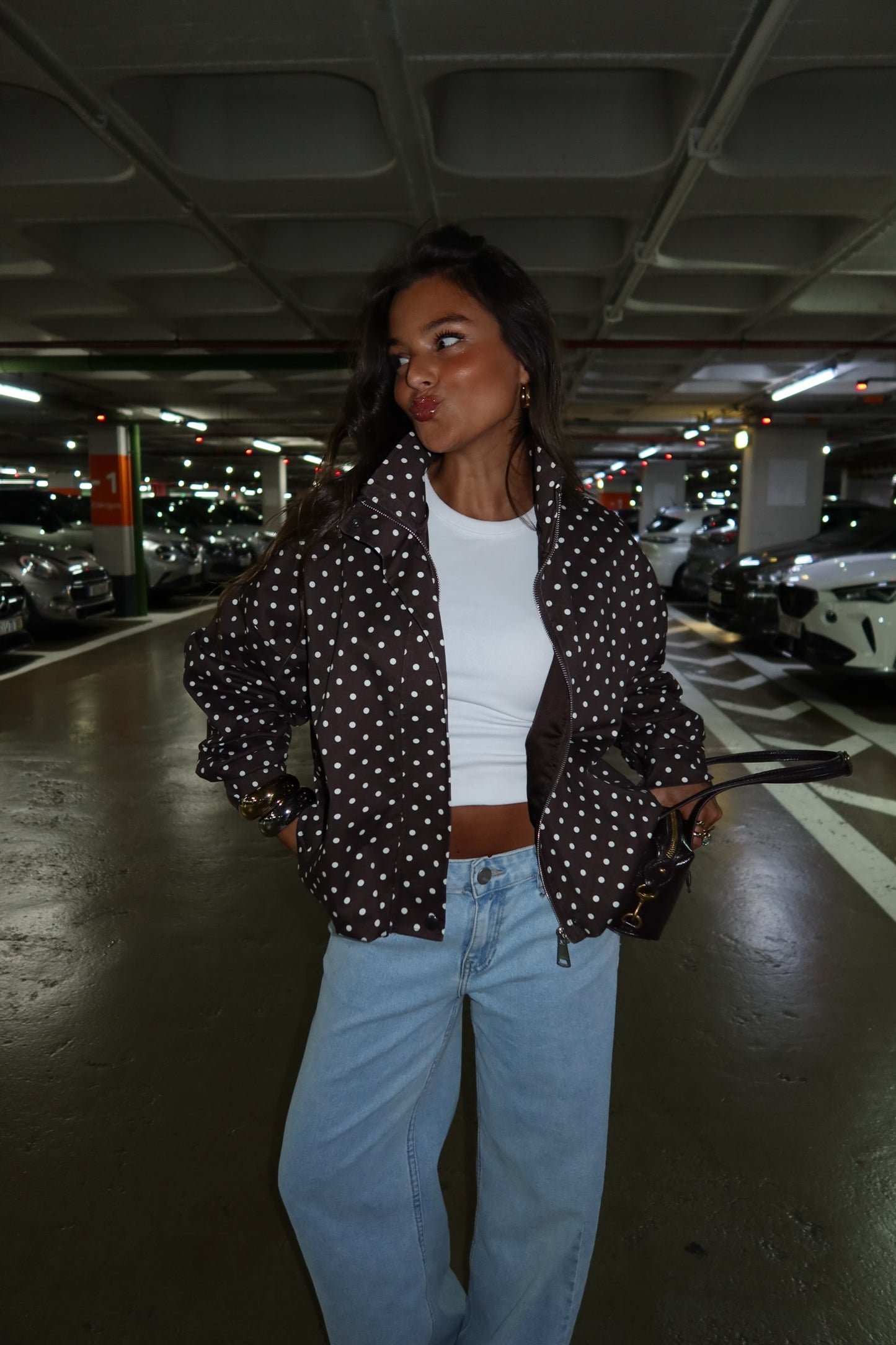 Polka Dot Jacket in Brown