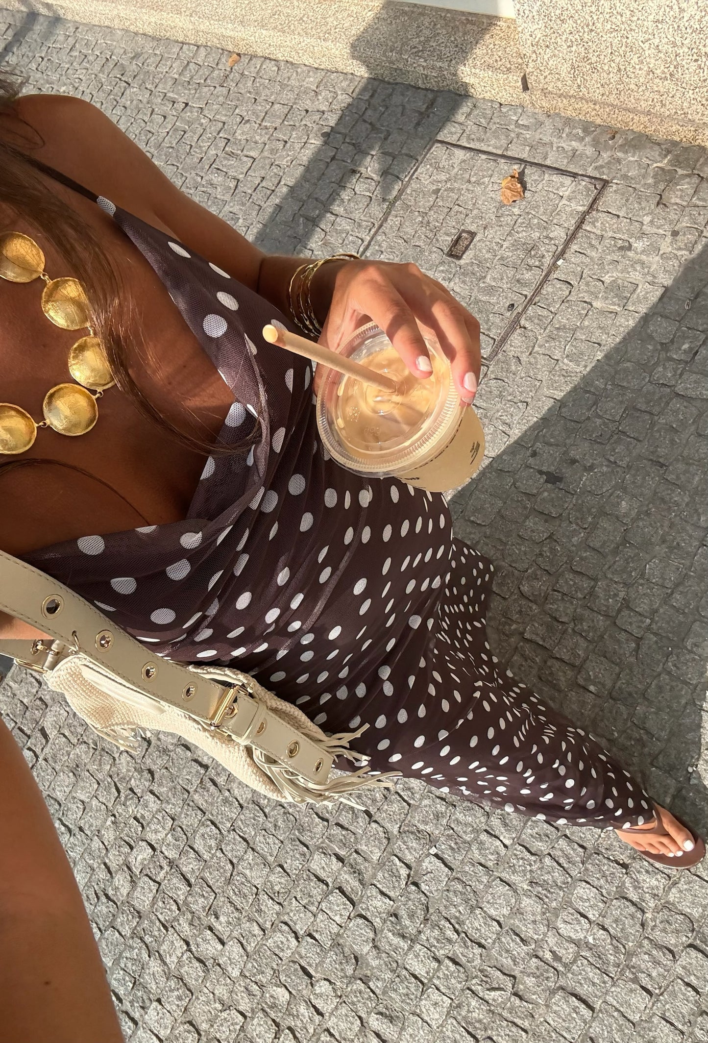 Mocha Dots Dress in Brown