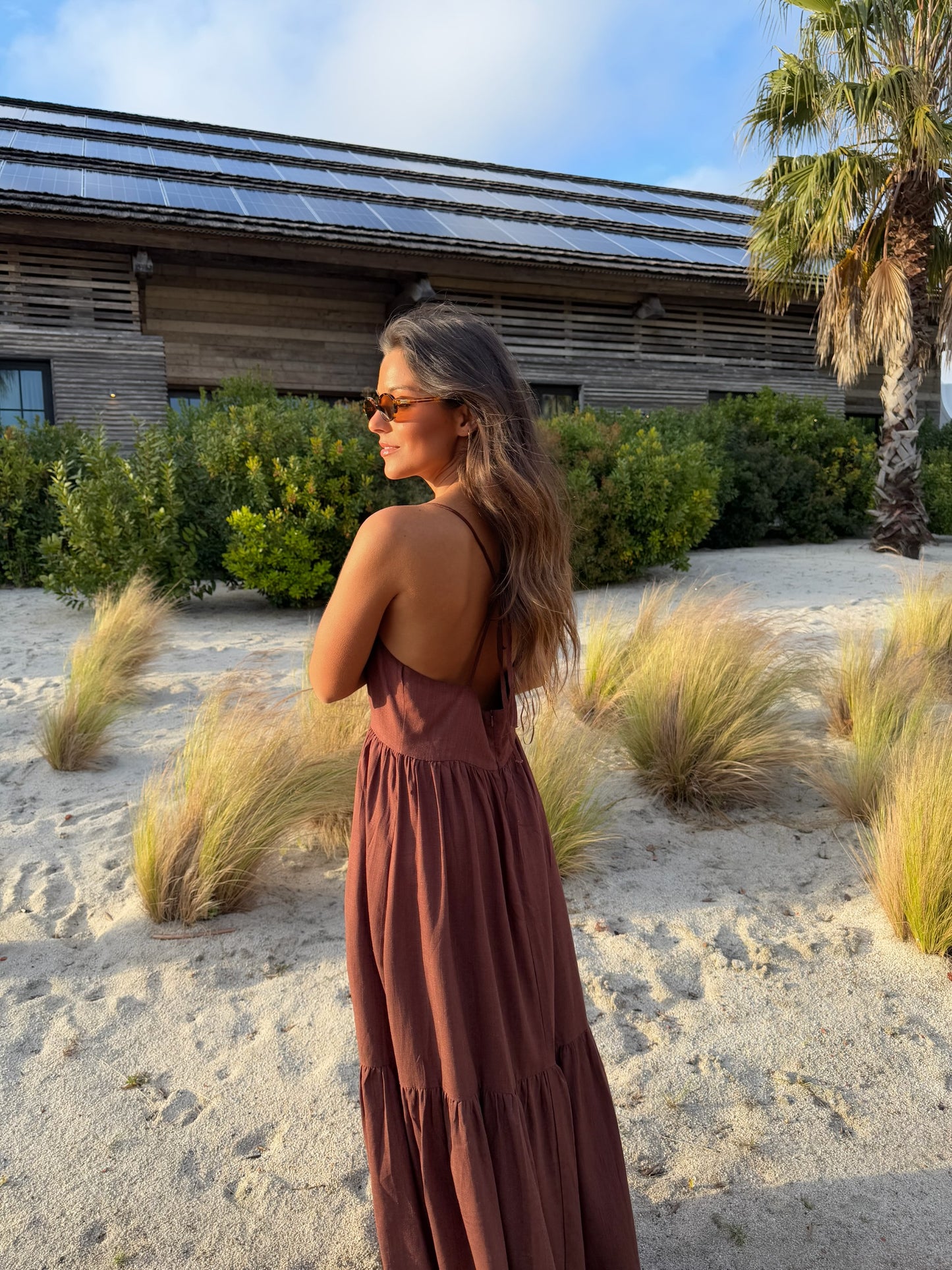 Linen Dress in Brown