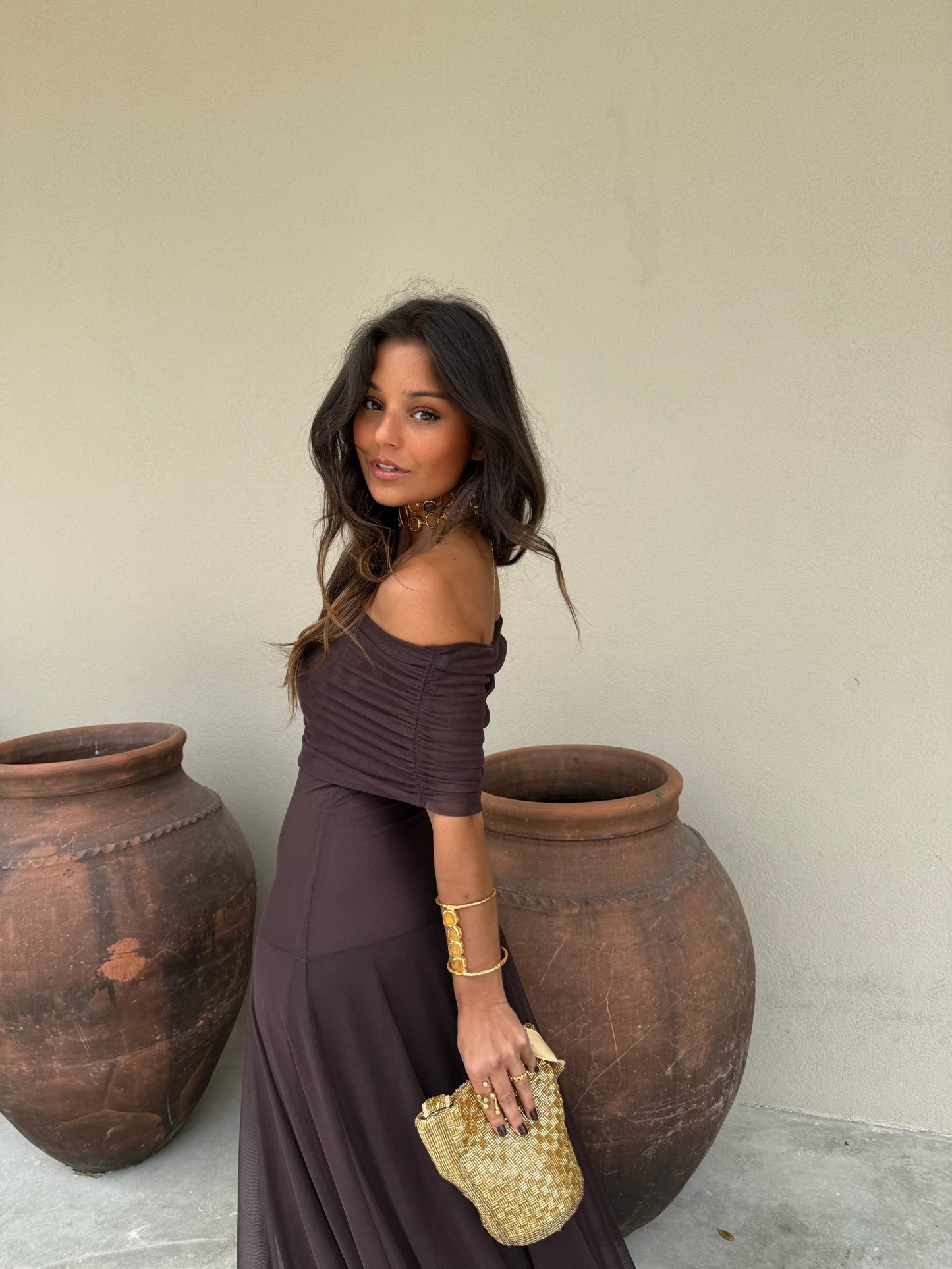 Toledo Dress in Brown - Shipping 20/10
