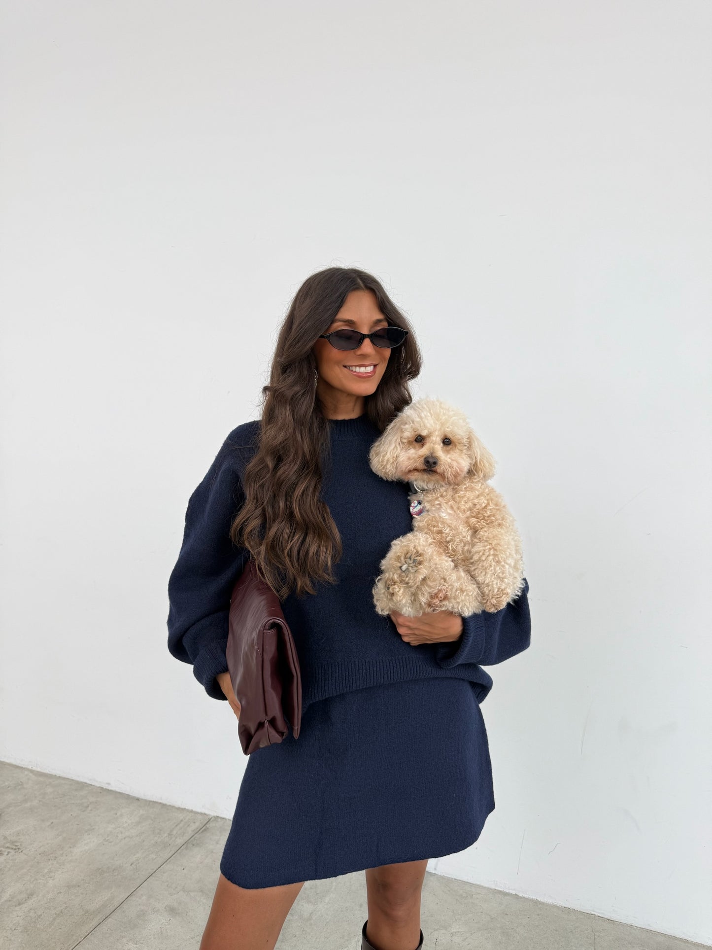 Navy Blue Knit Set - Skirt Edition
