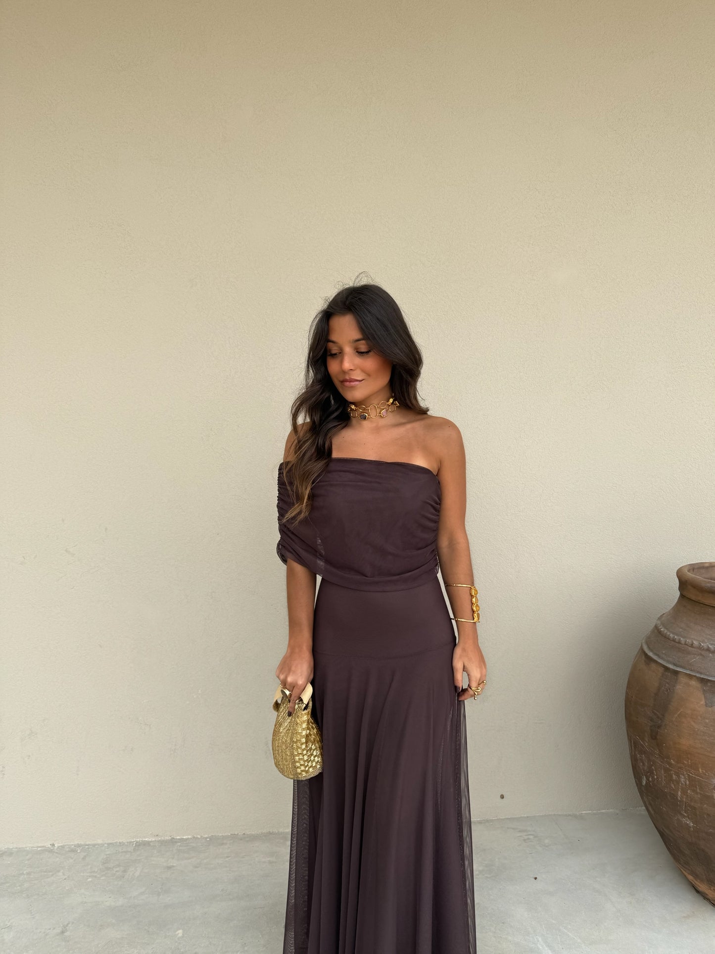 Toledo Dress in Brown - Shipping 20/10