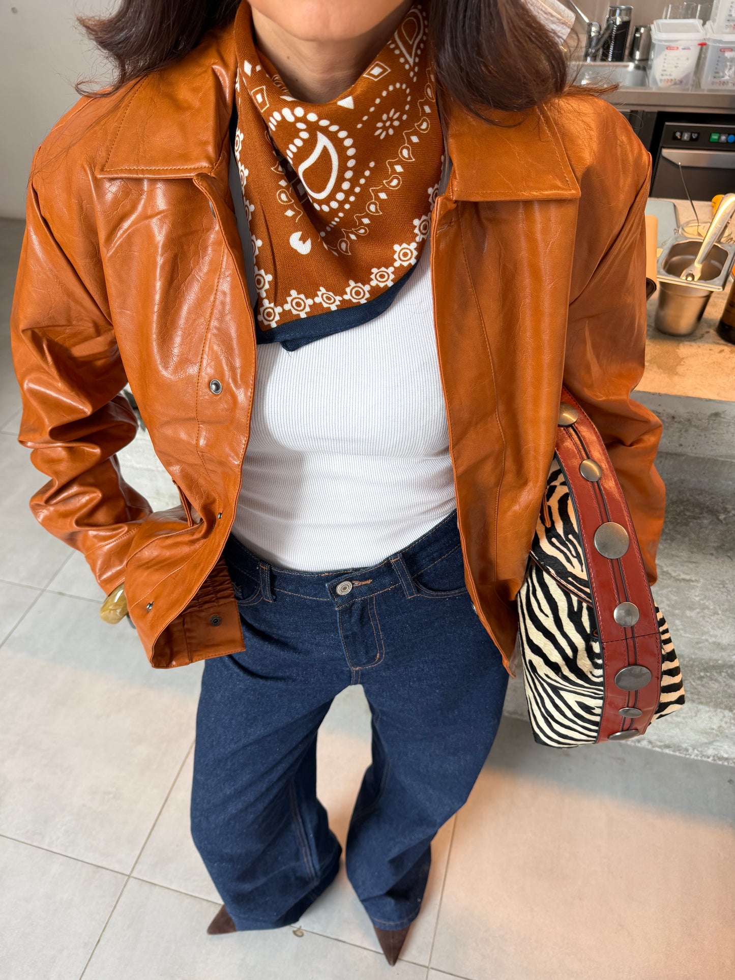 Bandana 100% Viscose Orange and Blue