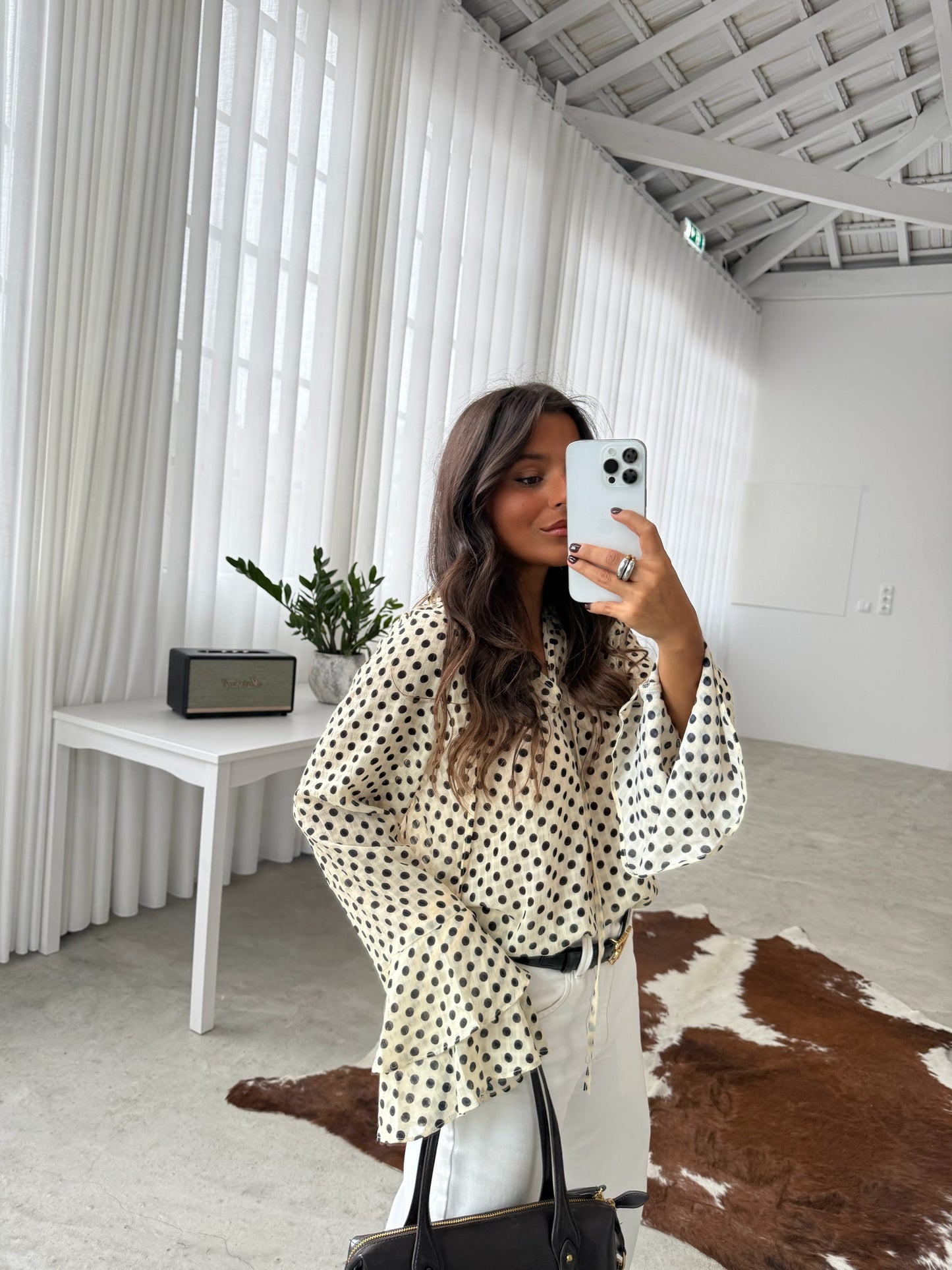 Polka Dot Blouse in White