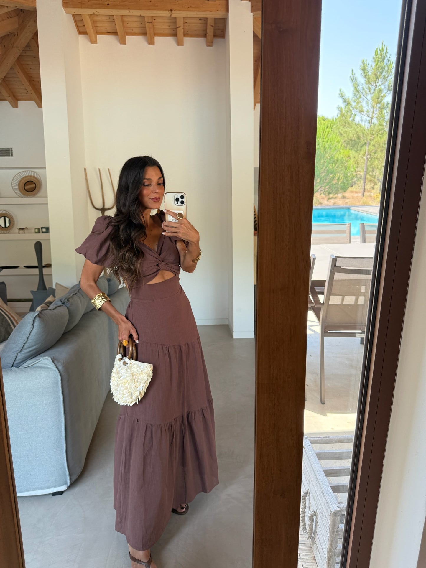 Rosalie Dress in Brown