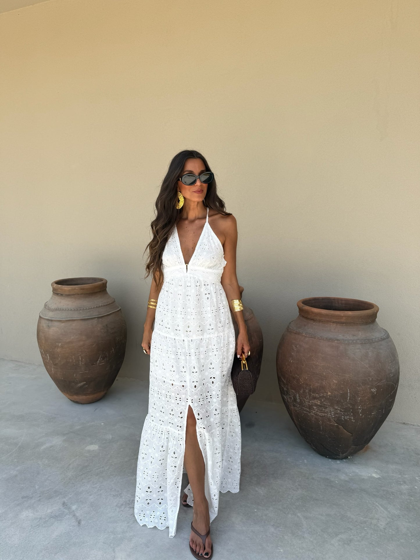 Zakynthos Flower Dress in White