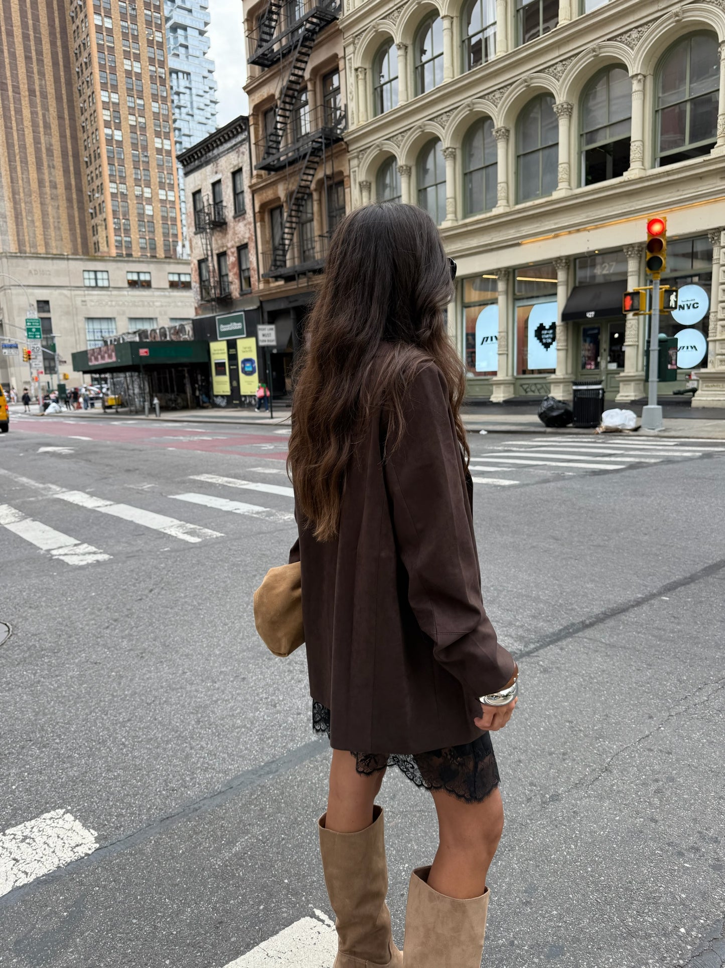 Chelsea Suede Blazer in Brown