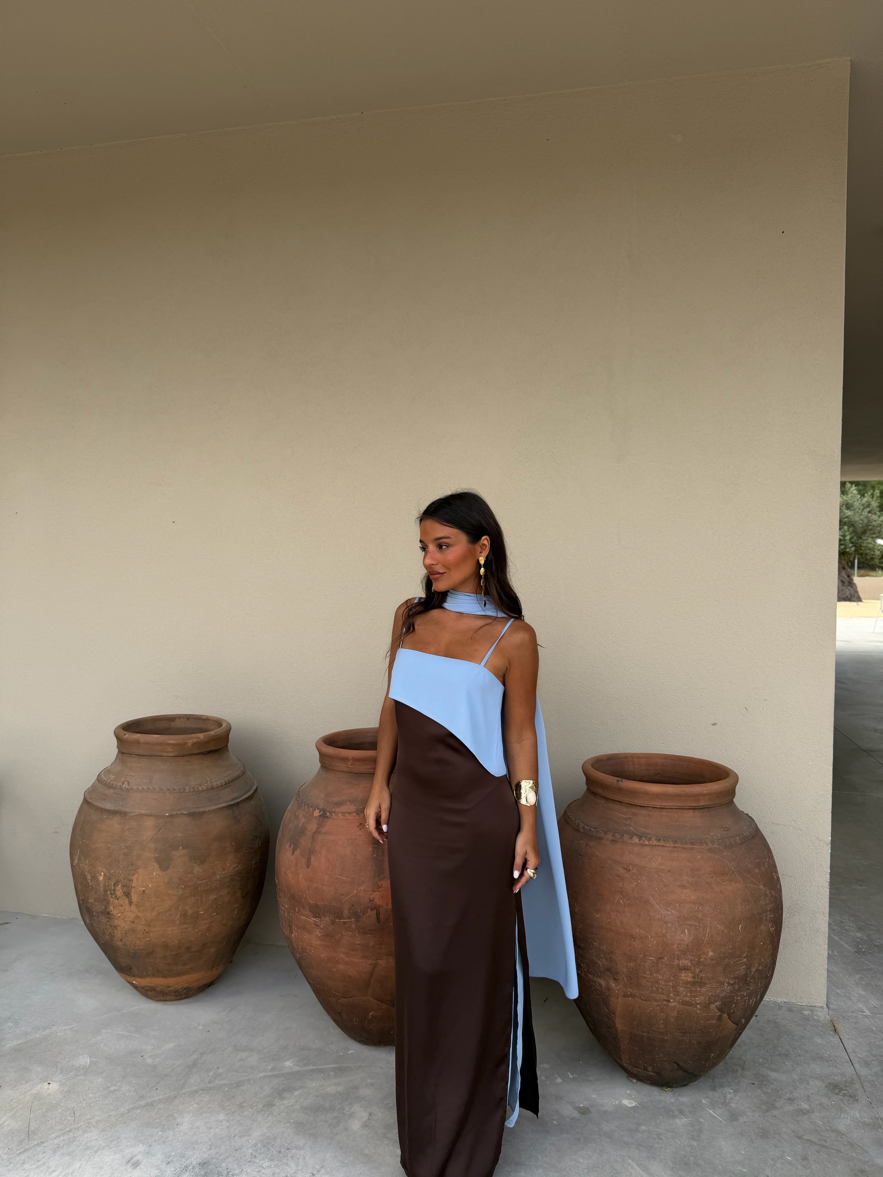 Joanna Dress In Brown and Blue – MARTÏ Collection
