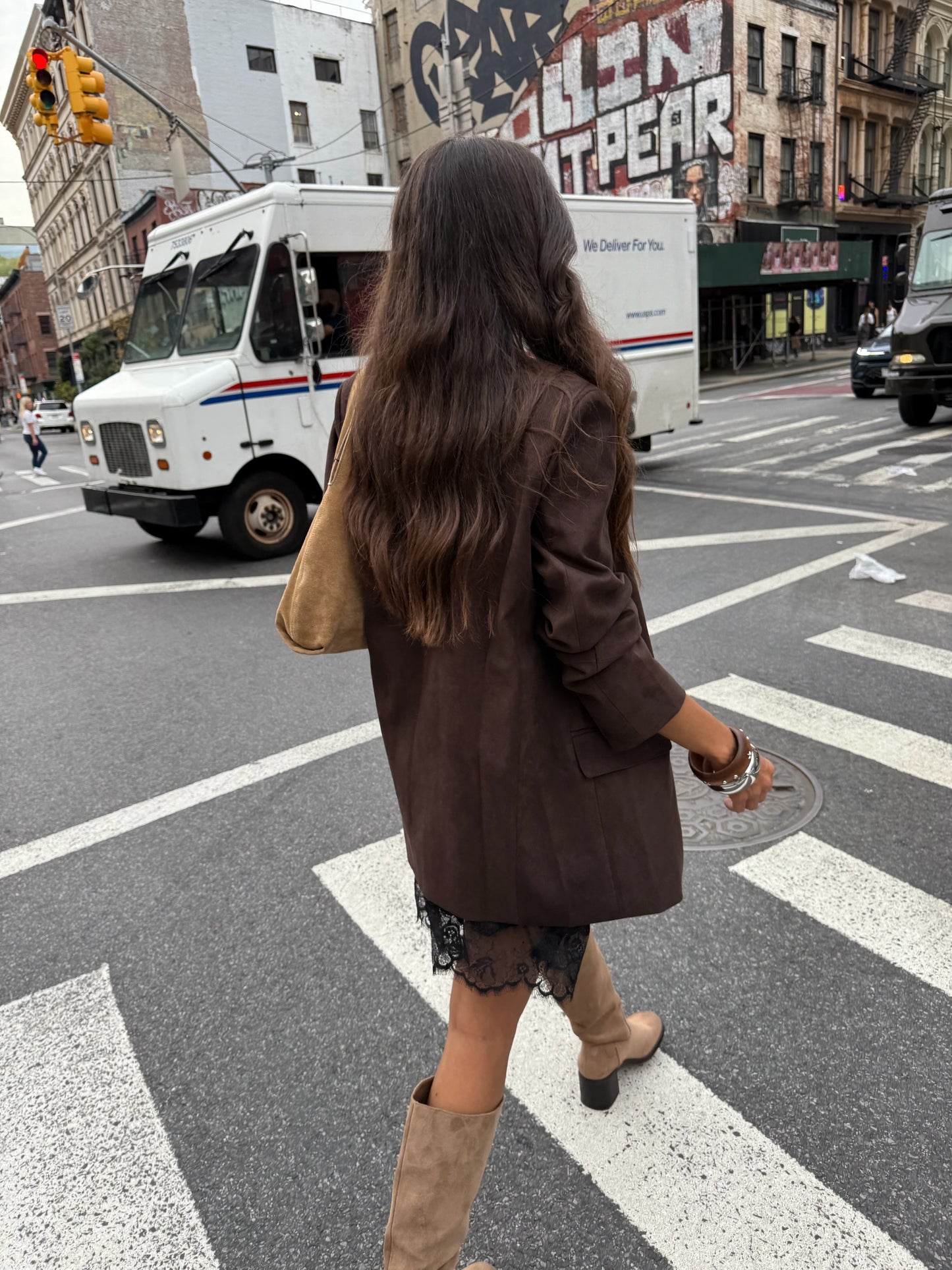 Chelsea Suede Blazer in Brown