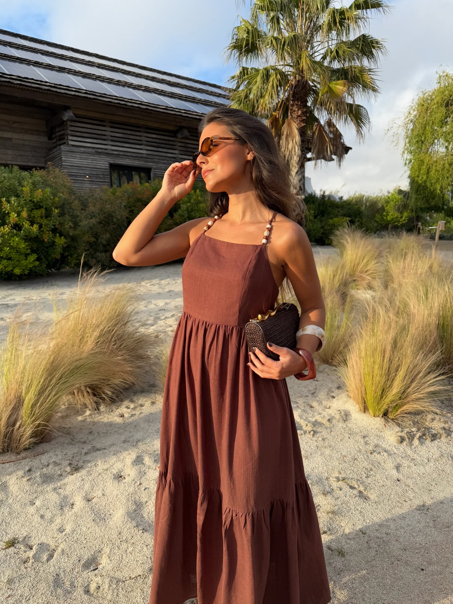 Linen Dress in Brown