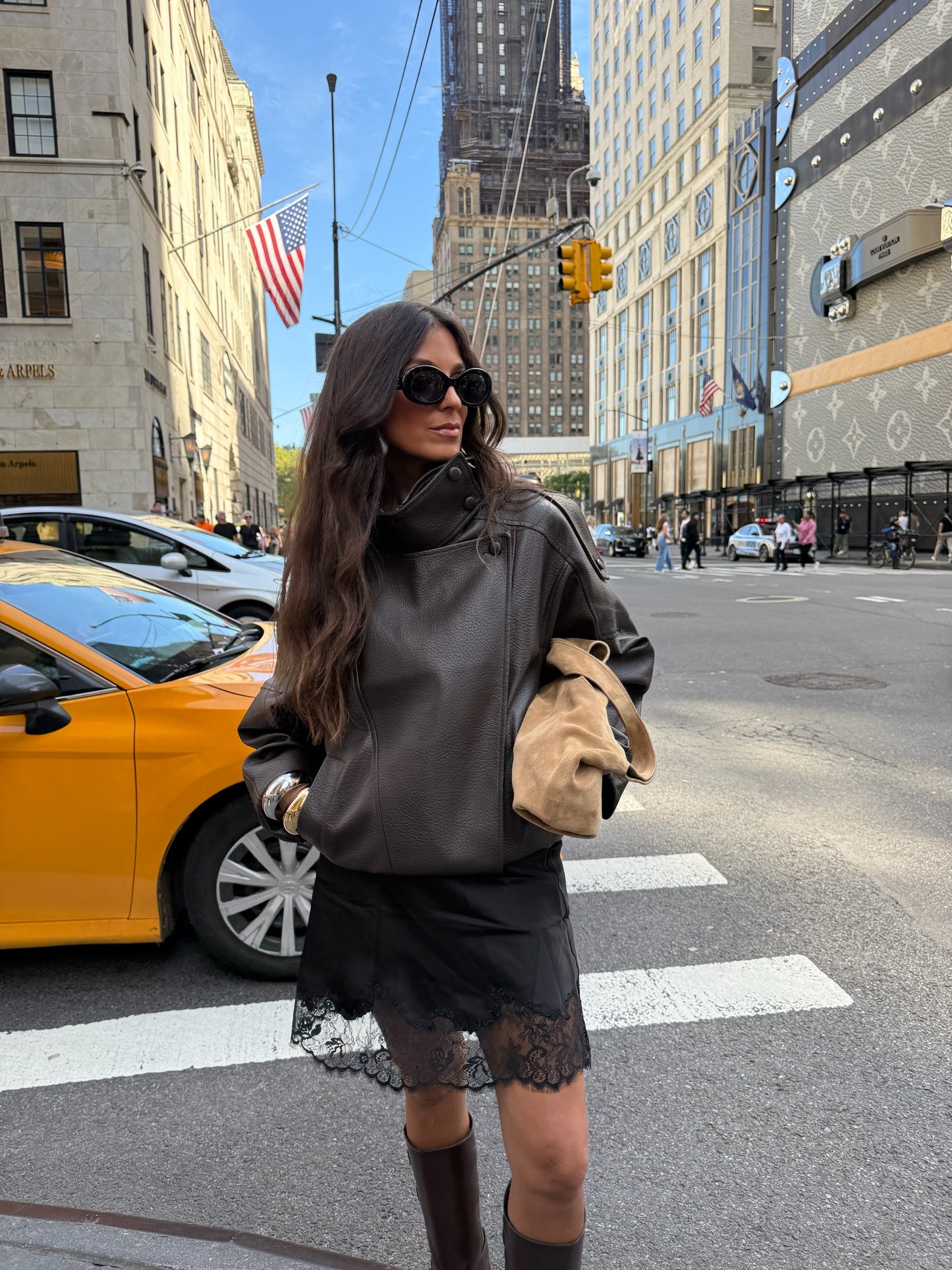 Fifth Ave Leather Bomber