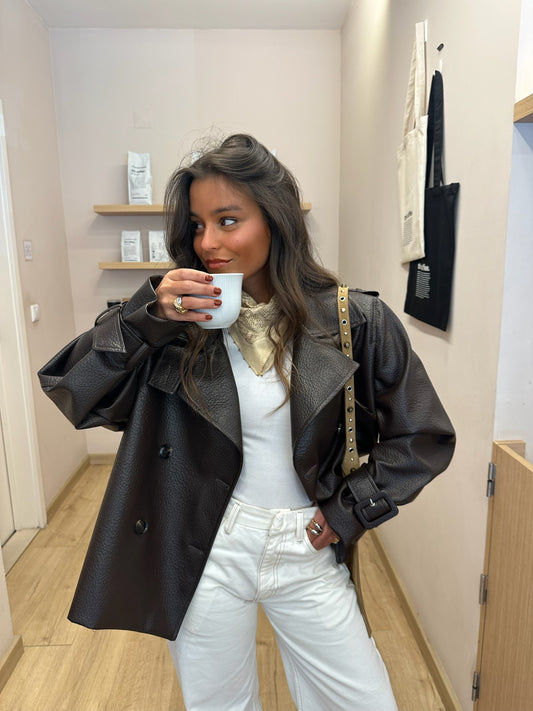 Barcelona Trench Coat in Dark Chocolate