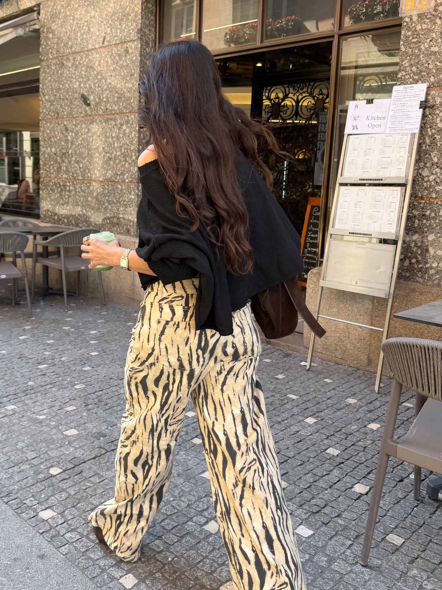 Zebra Print Wide Leg Pants