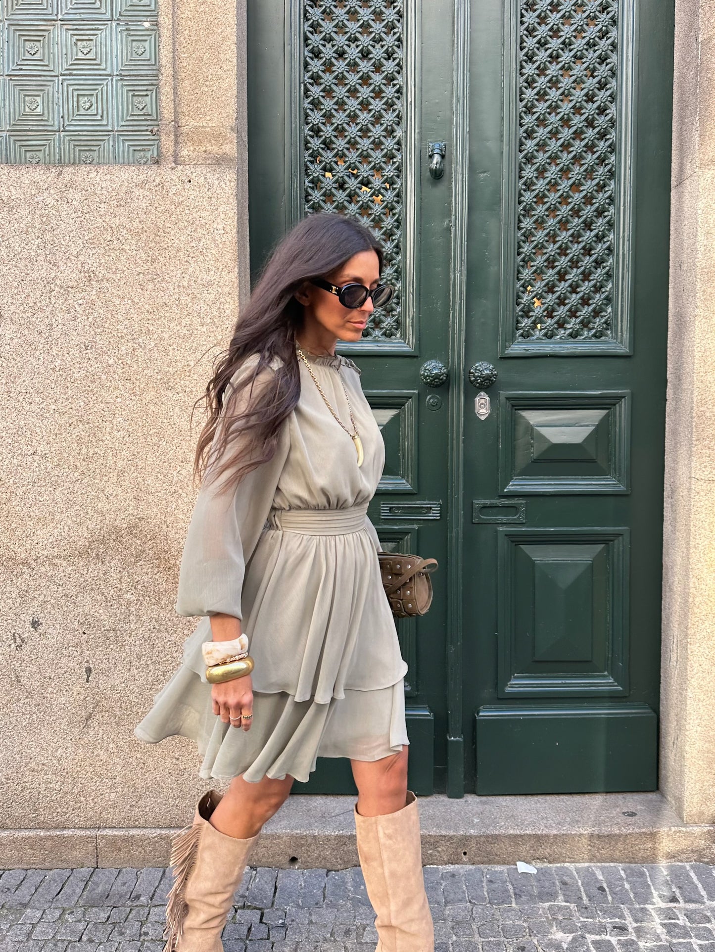Lyra Boho Dress in Khaki