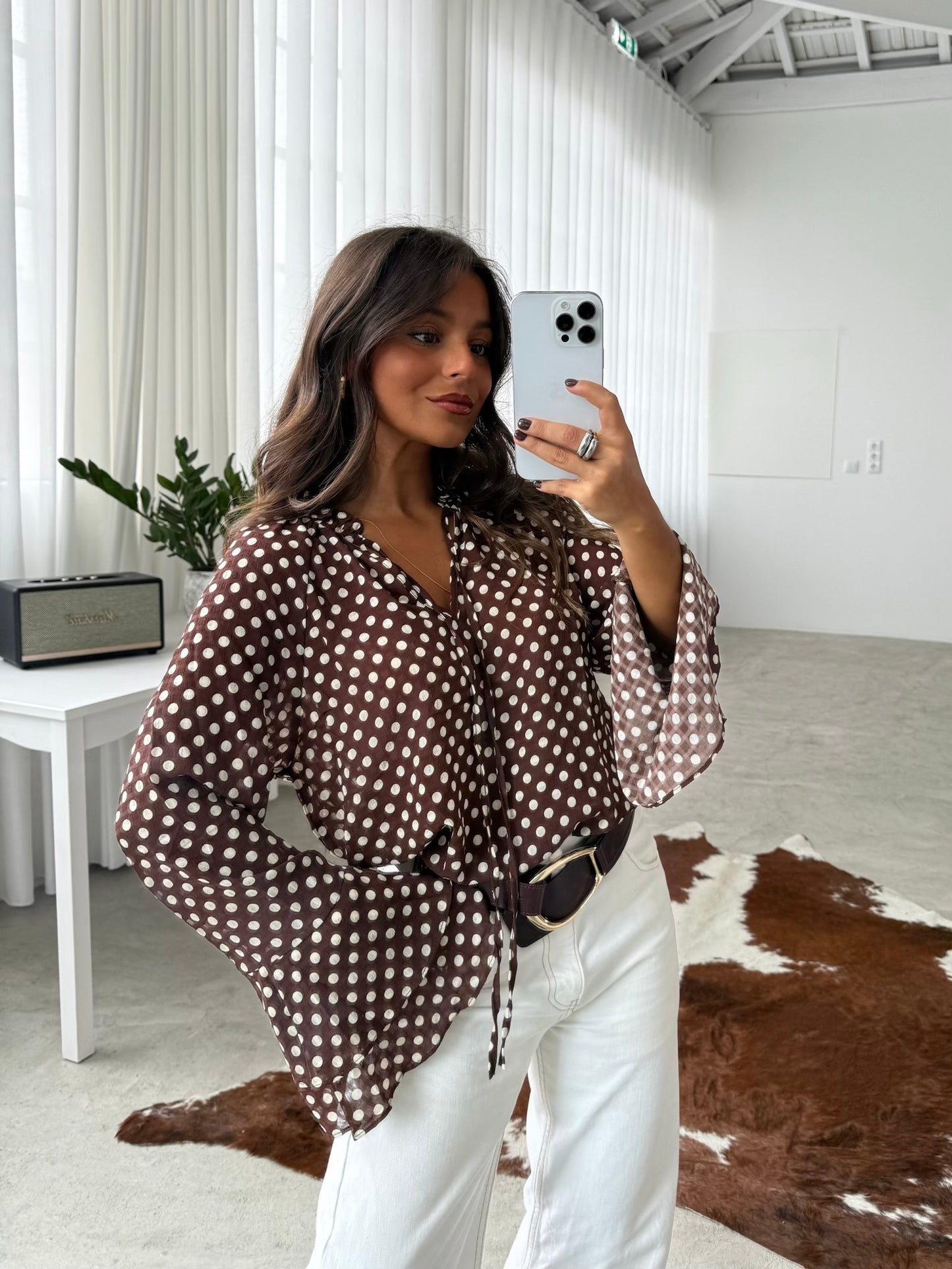 Polka Dot Blouse in Brown