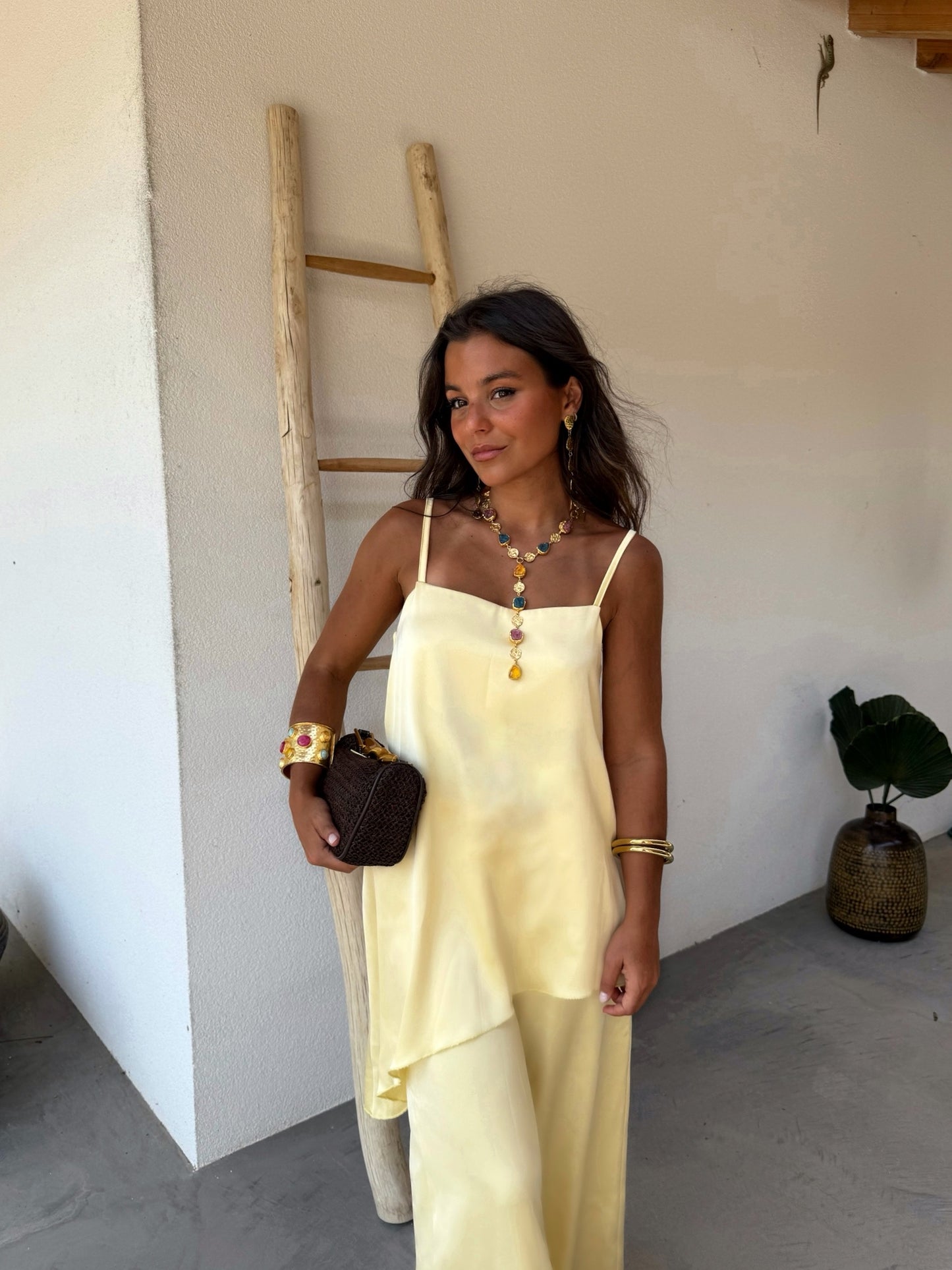Butter Yellow Satin Set