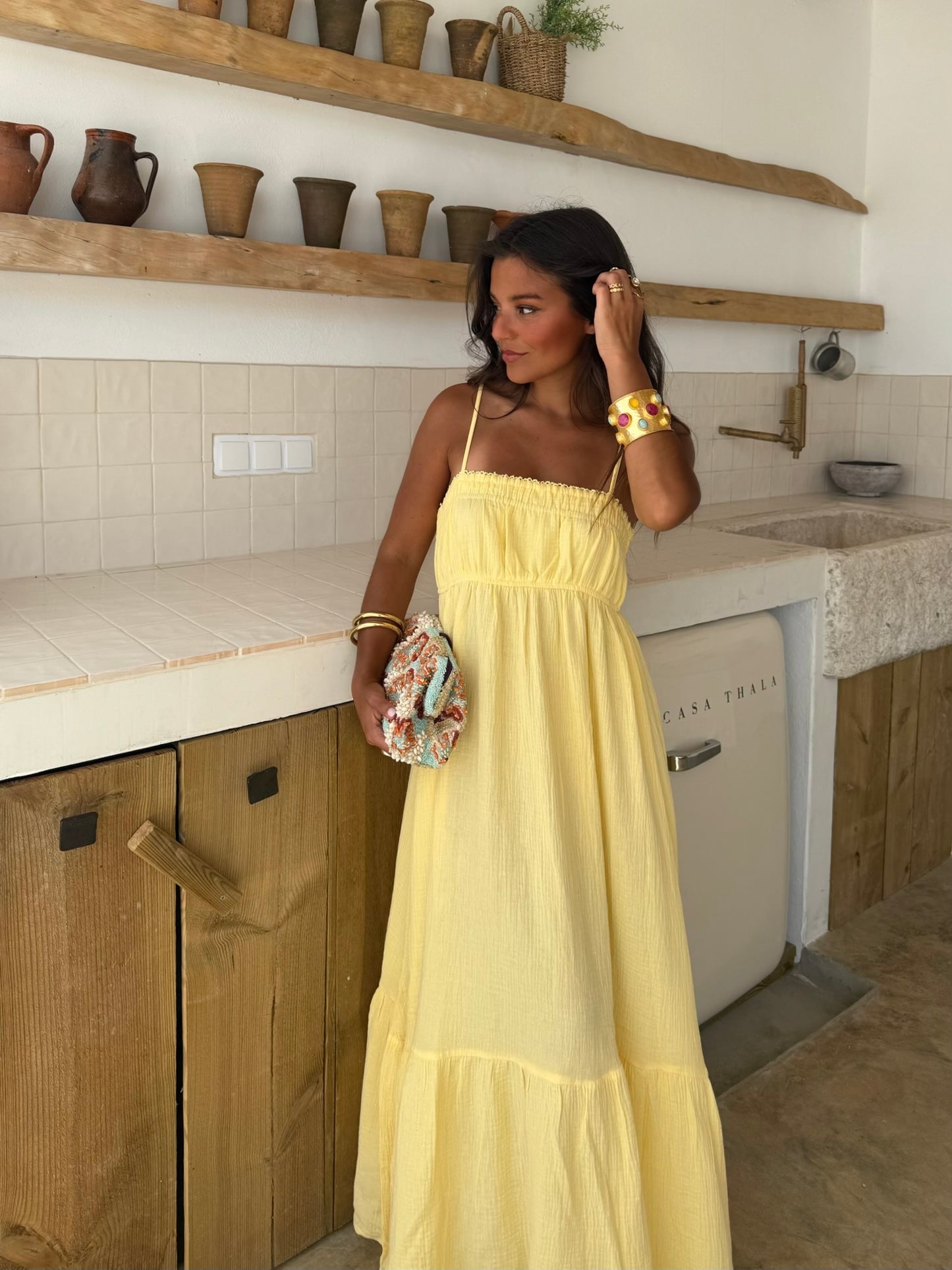 Cotton Lisa Dress in Yellow
