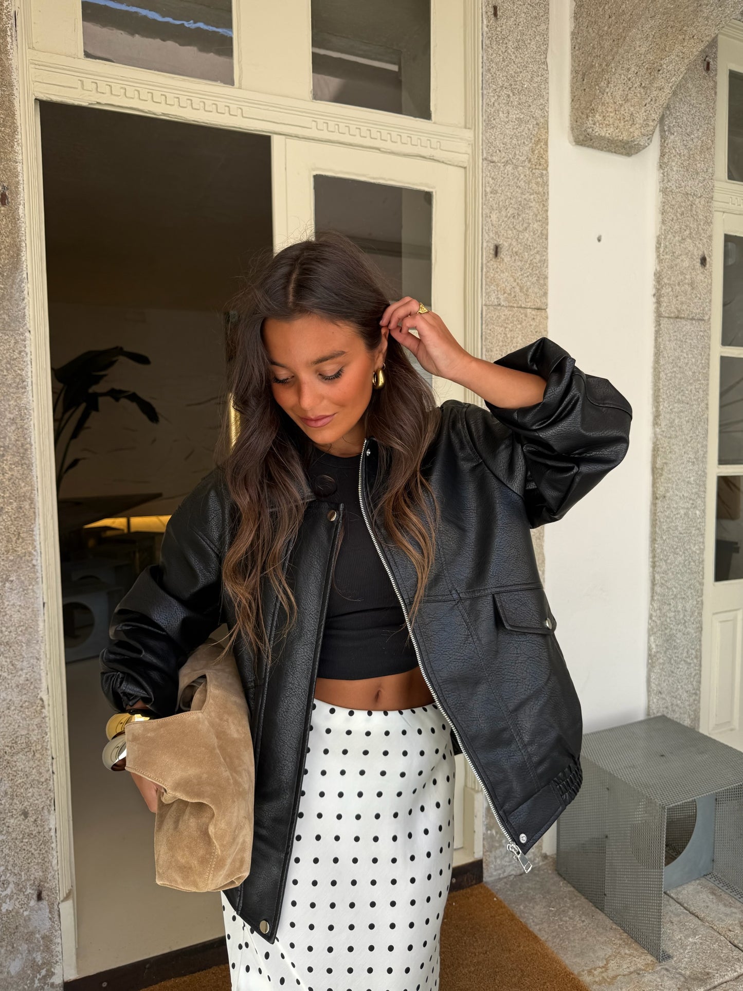 Black Oversize Madrid Bomber