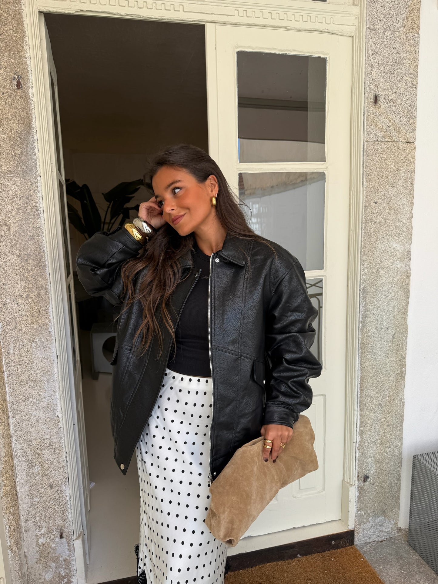 Black Oversize Madrid Bomber