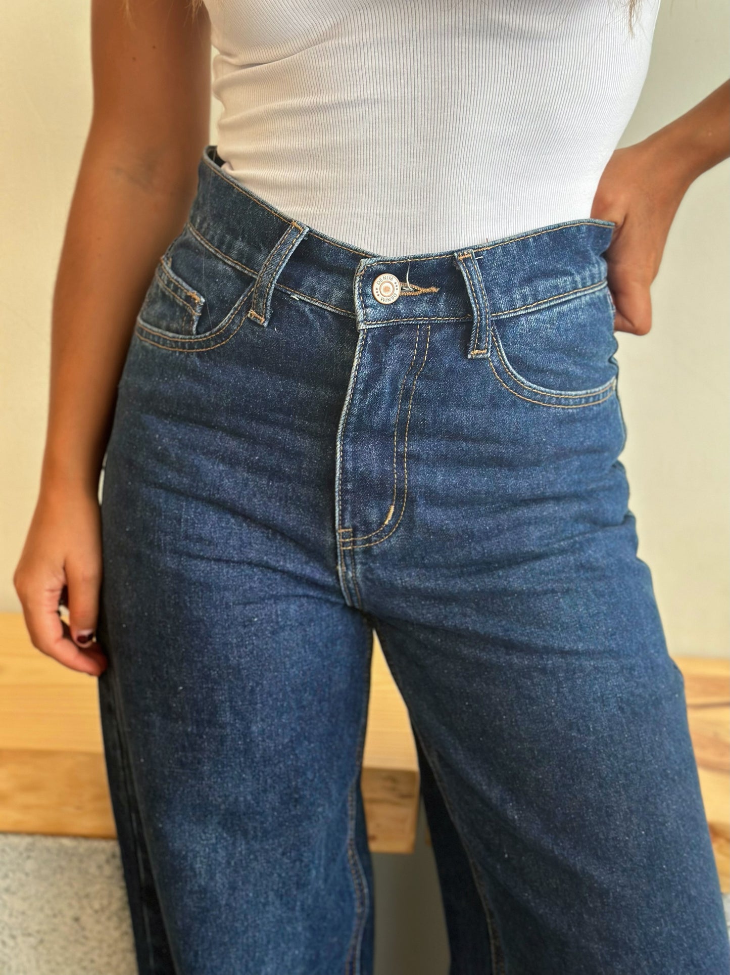 Dark Blue Wide Leg Jeans