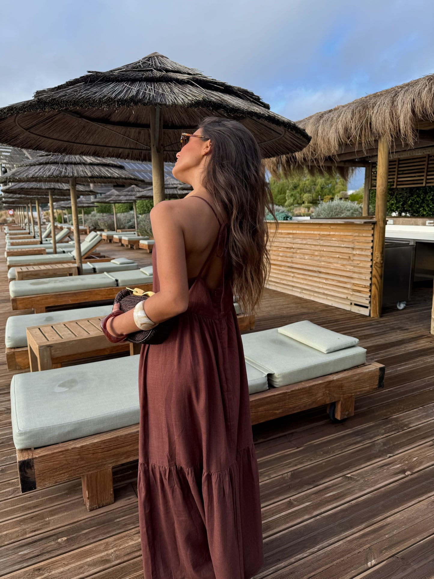 Linen Dress in Brown