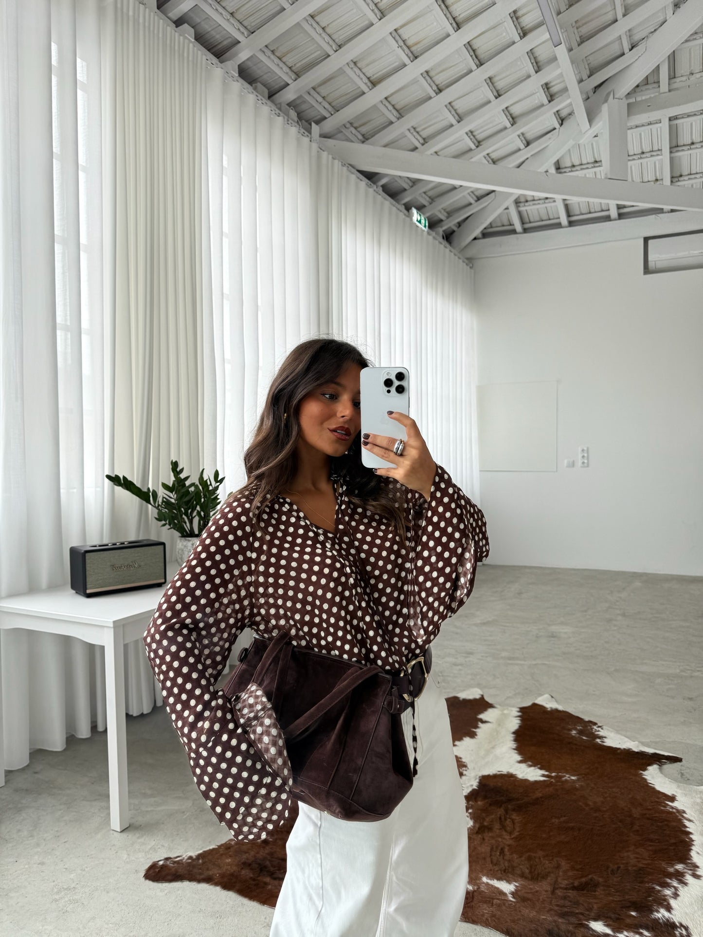 Polka Dot Blouse in Brown