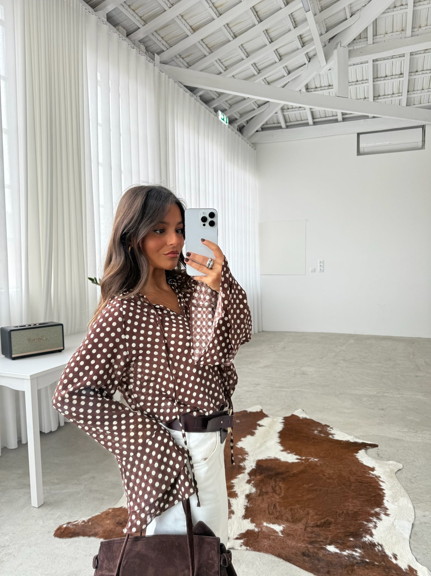 Polka Dot Blouse in Brown
