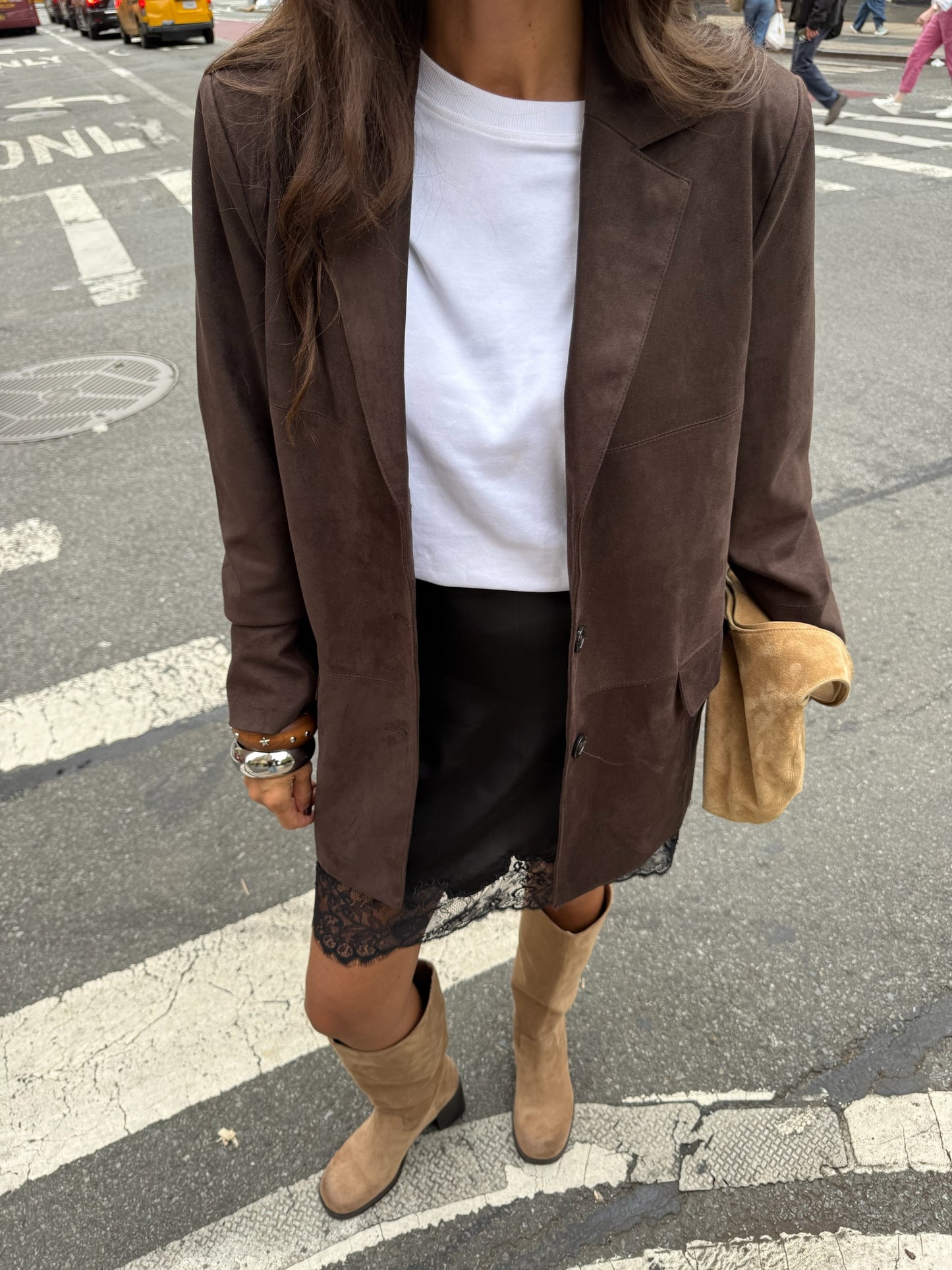 Chelsea Suede Blazer in Brown