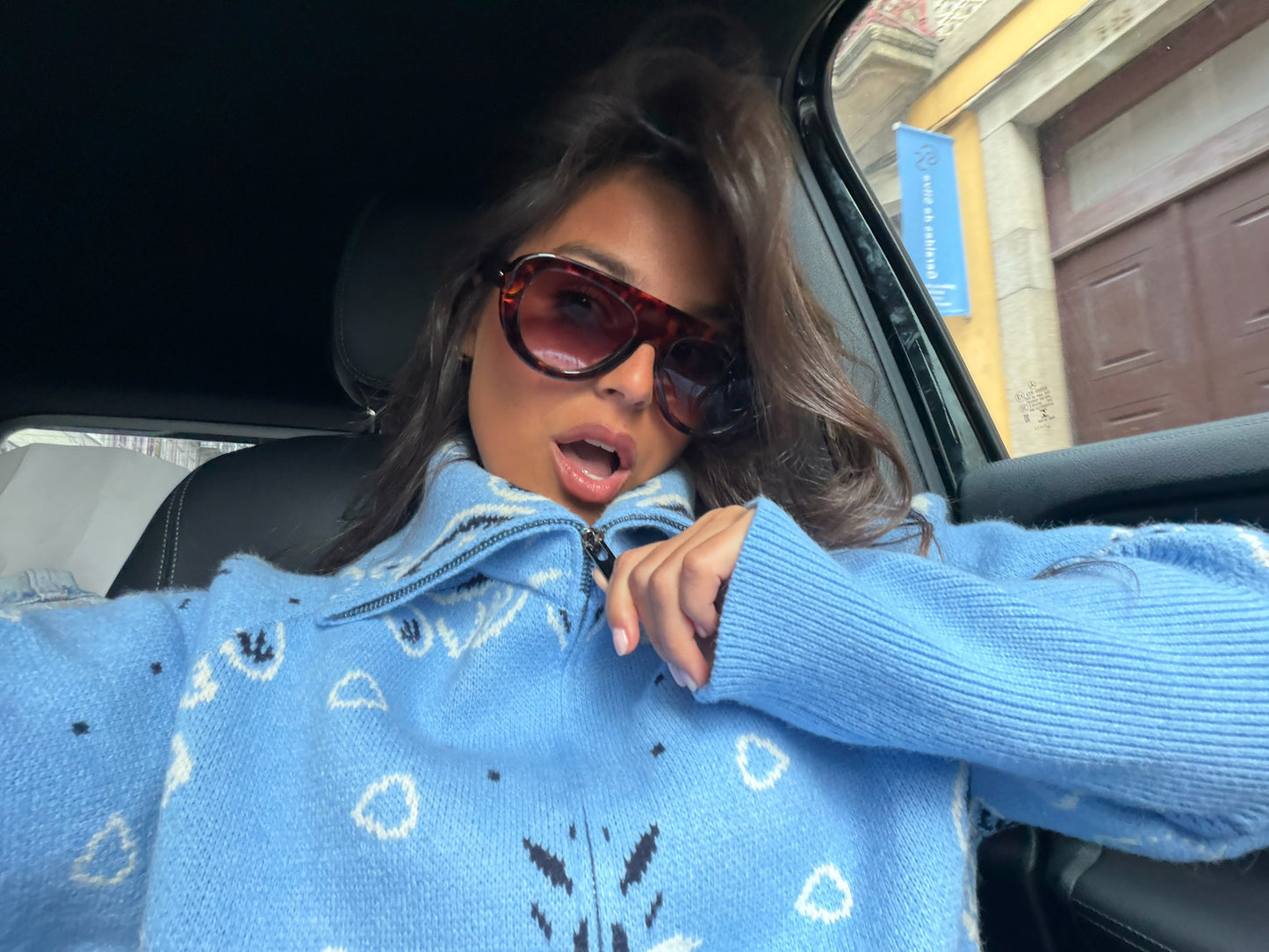 Cashmere and Wool Bandana Jacket in Light Blue