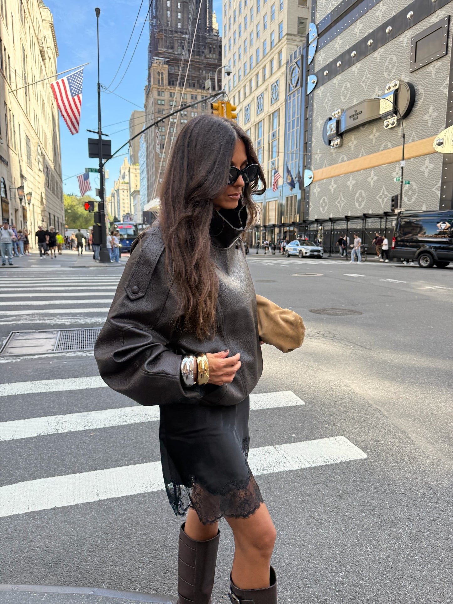 Fifth Ave Leather Bomber