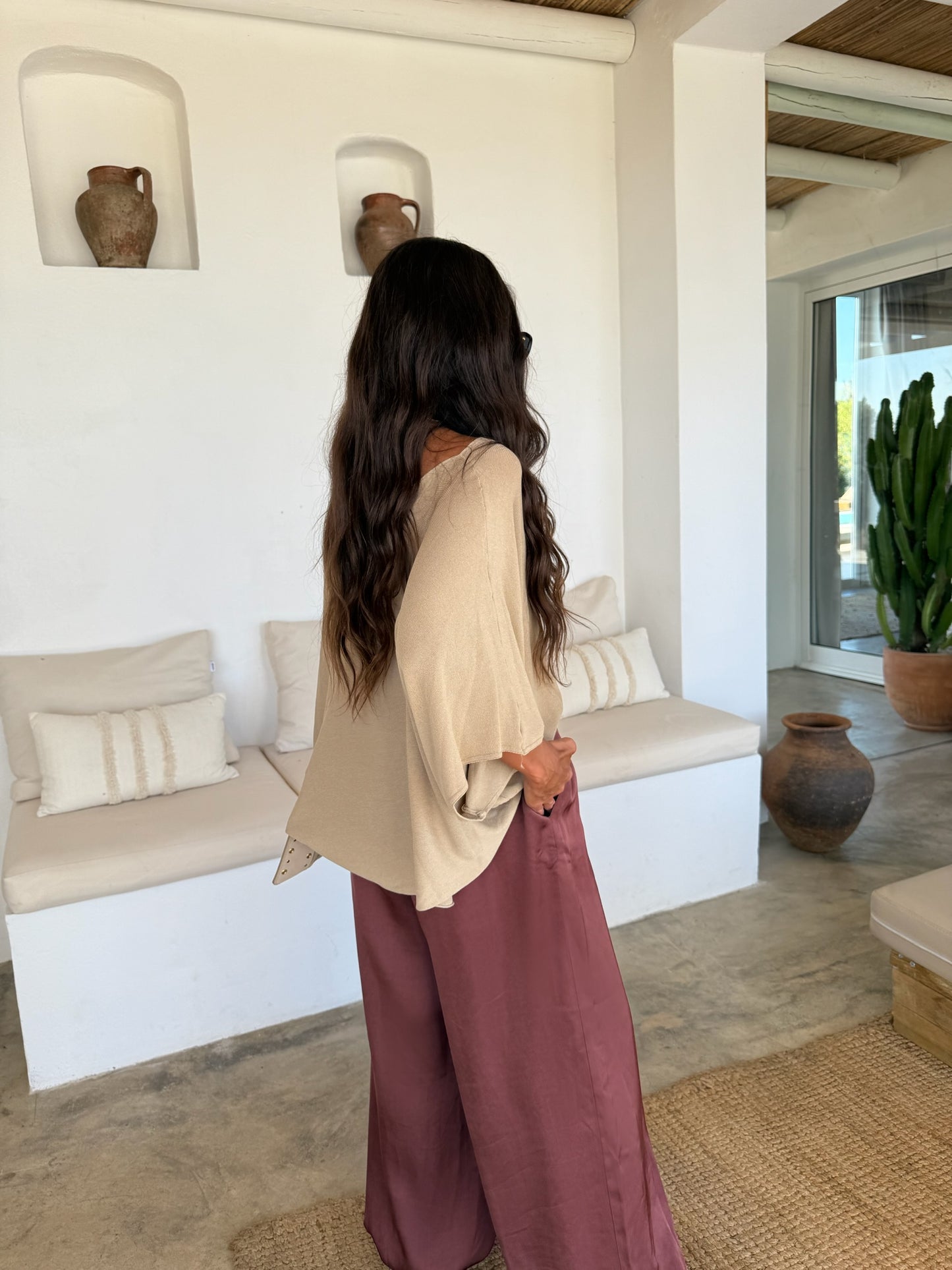 Satin Balloon Pants in Burgundy