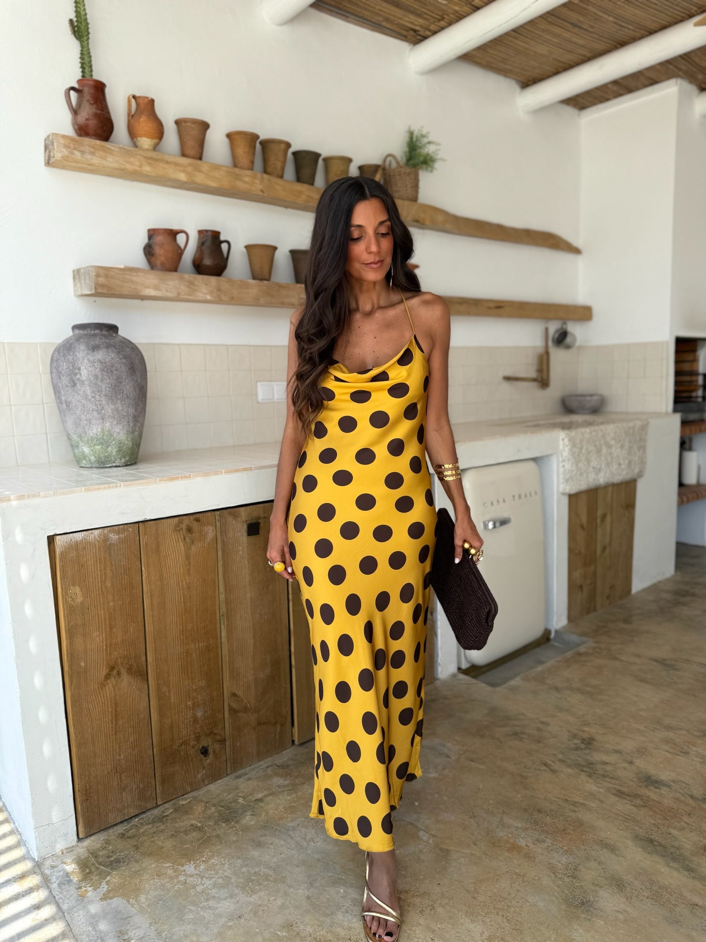 Lola Dress in Yellow and Brown