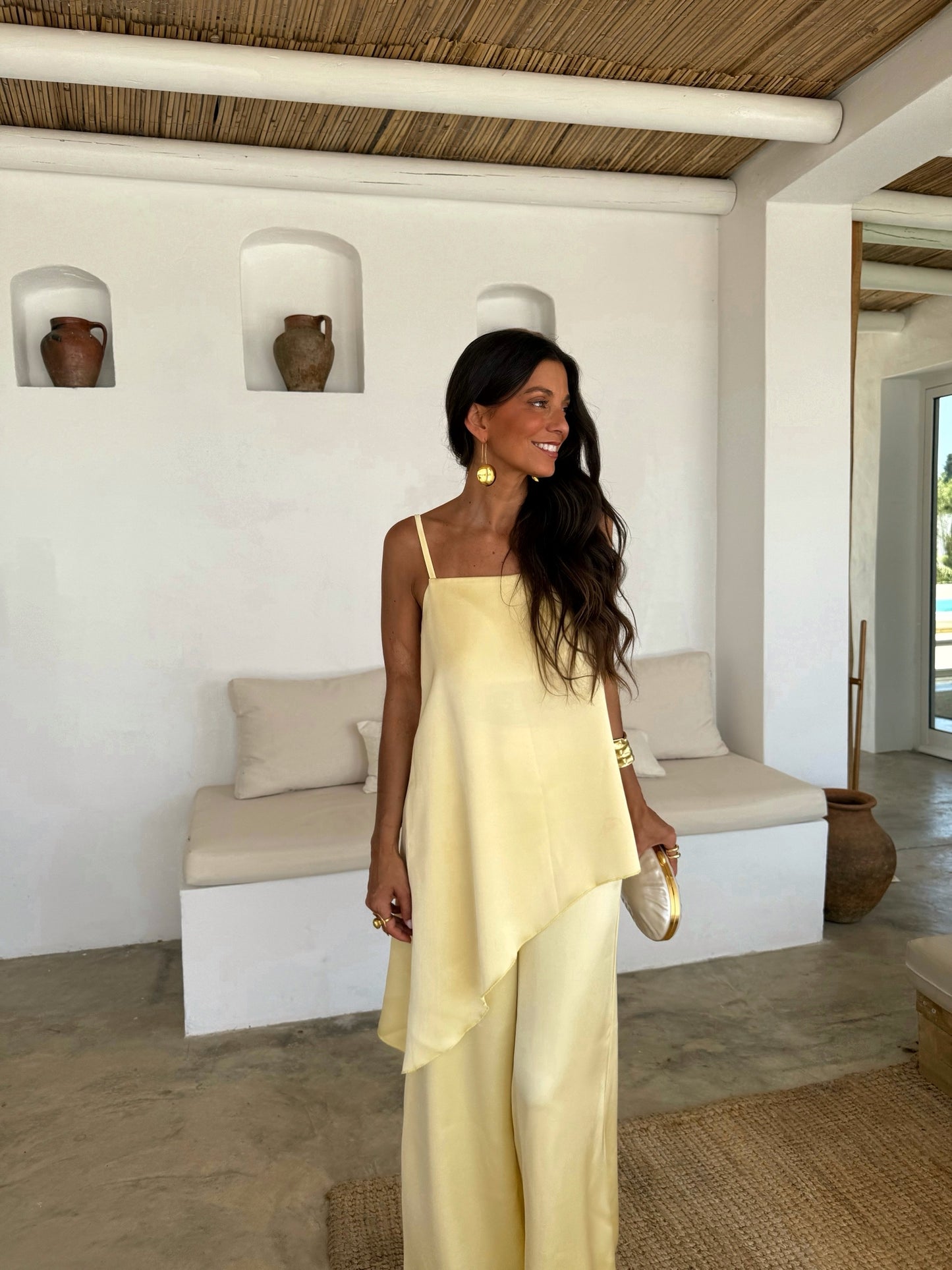 Butter Yellow Satin Set