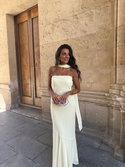 Barcelona Dress in Pastel Yellow