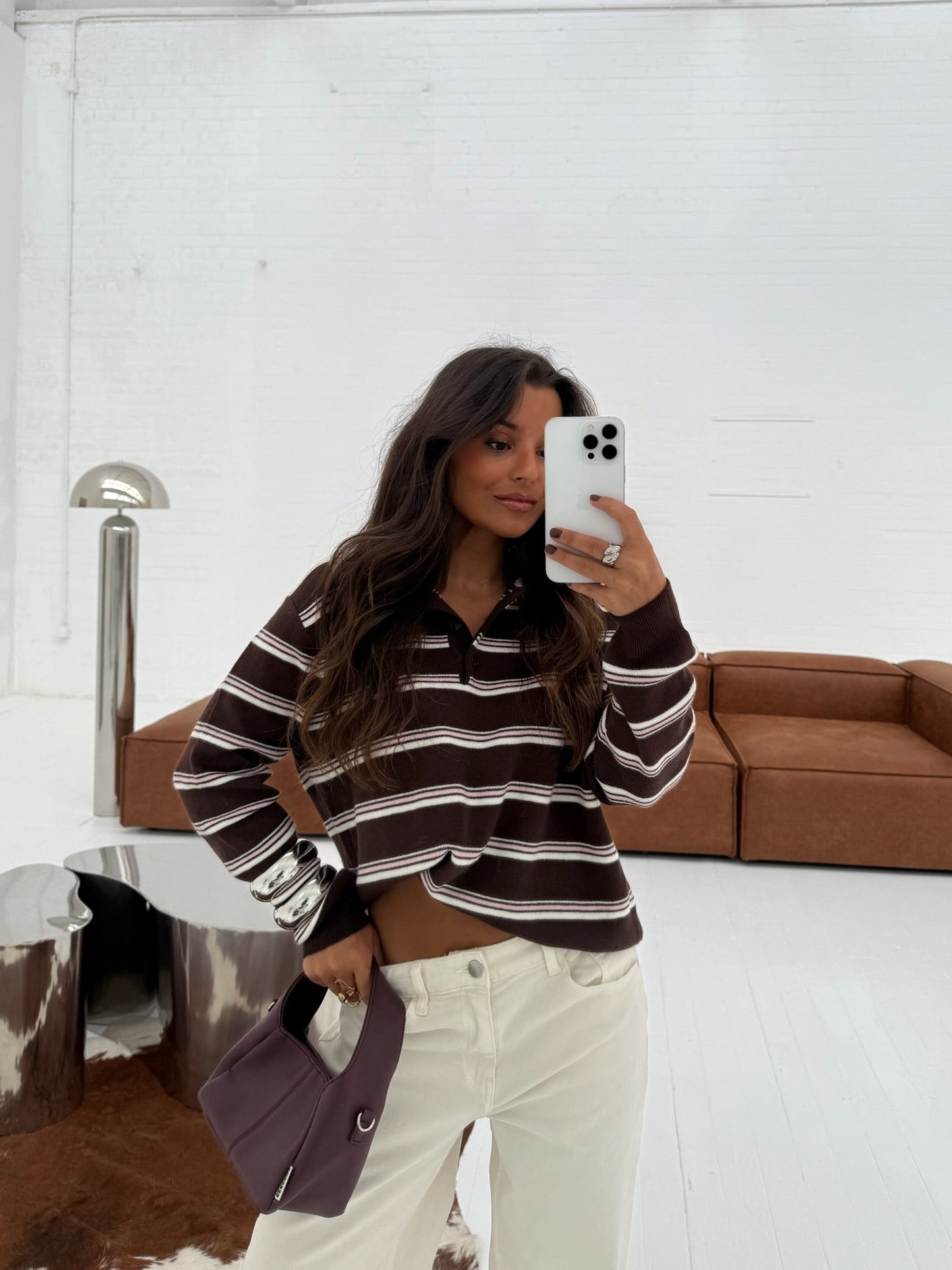 Elena Polo in Brown and Light Pink