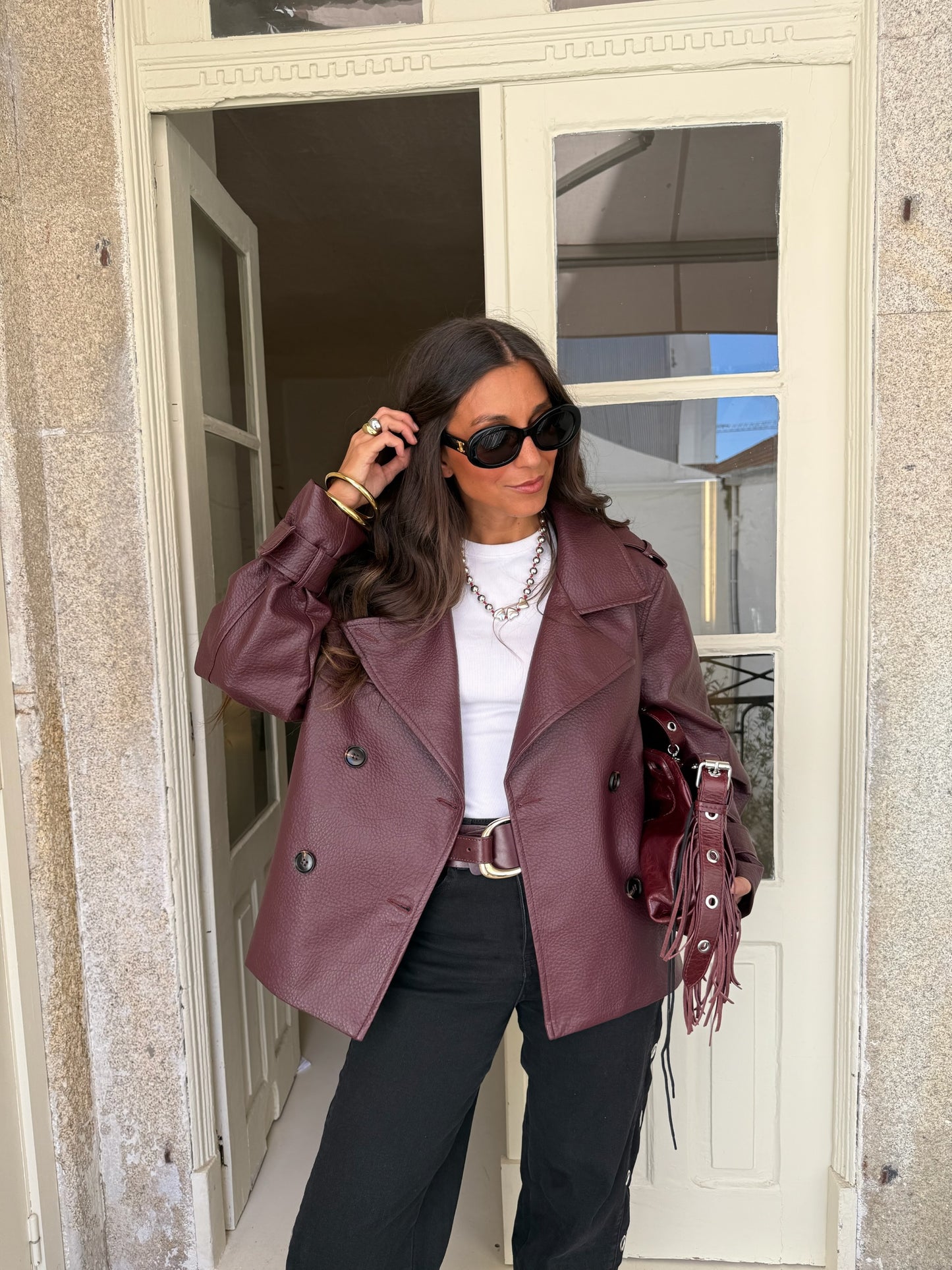 Barcelona Trench Coat in Burgundy