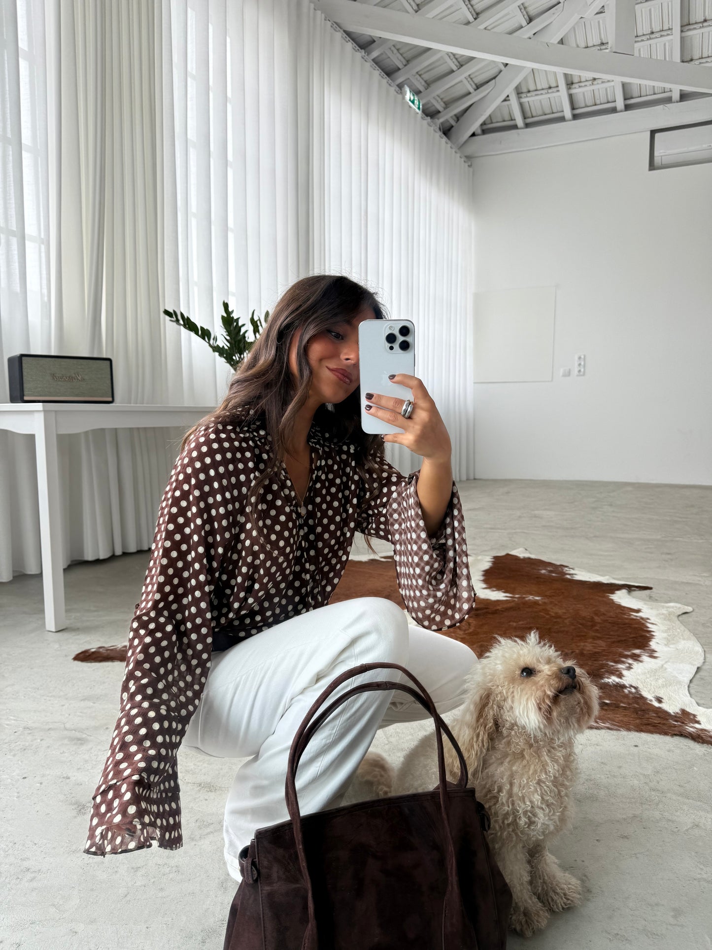 Polka Dot Blouse in Brown