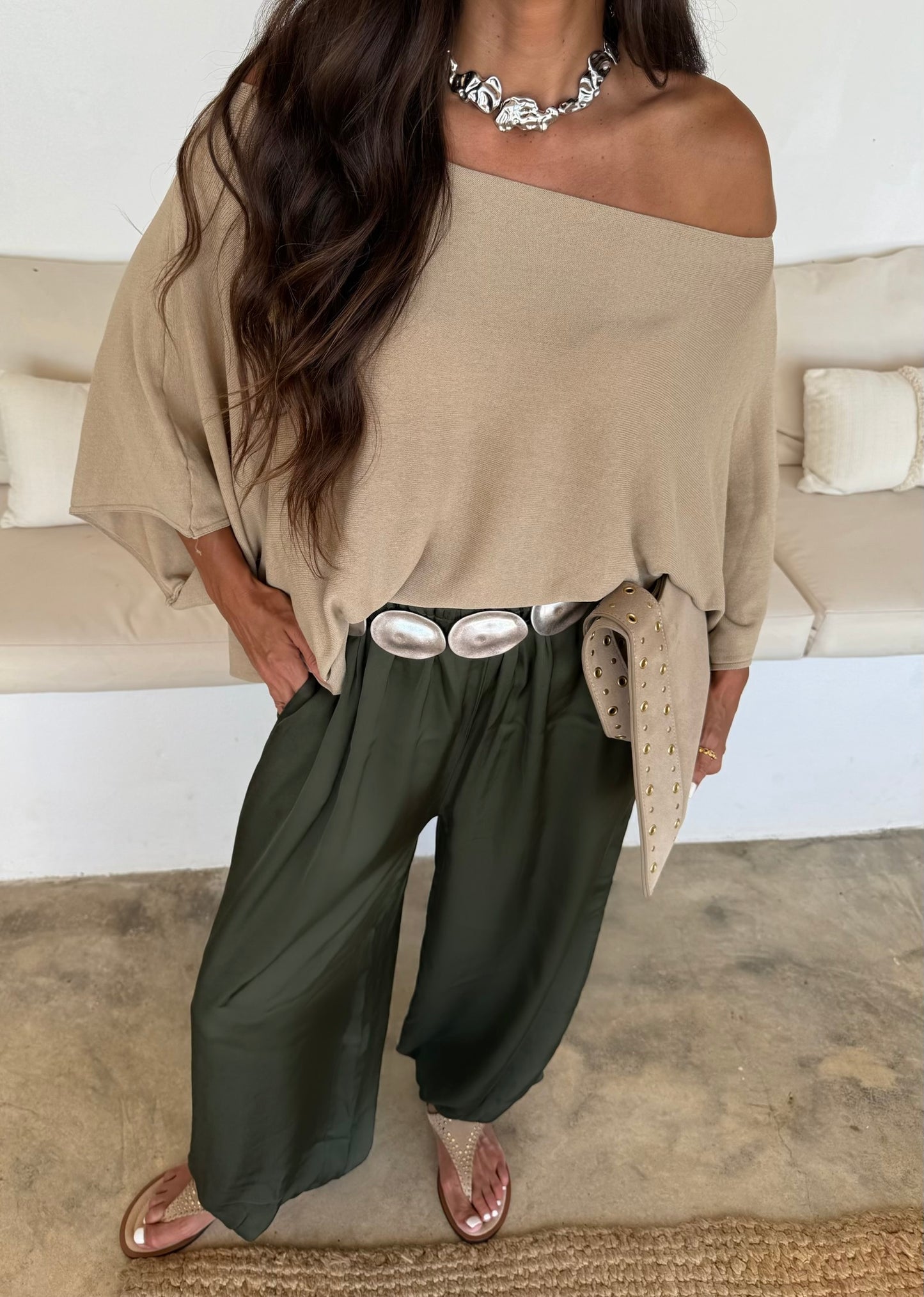 Satin Balloon Pants in Green