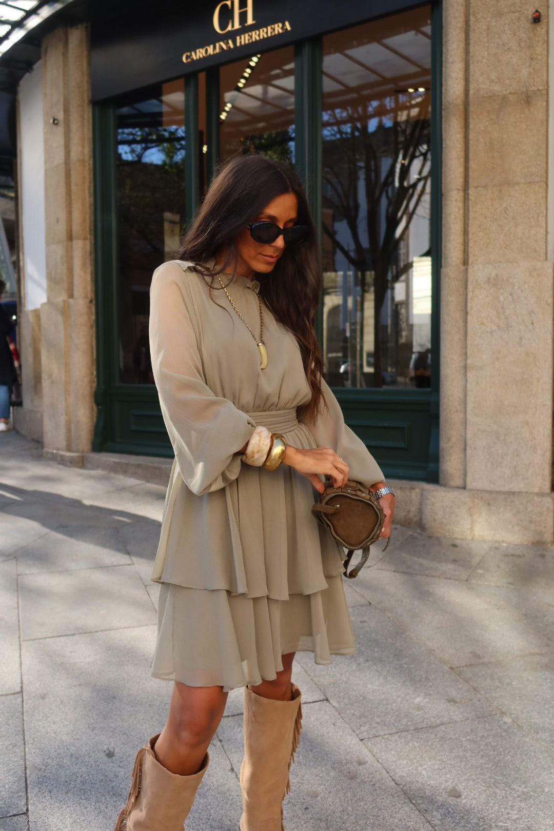 Lyra Boho Dress in Khaki