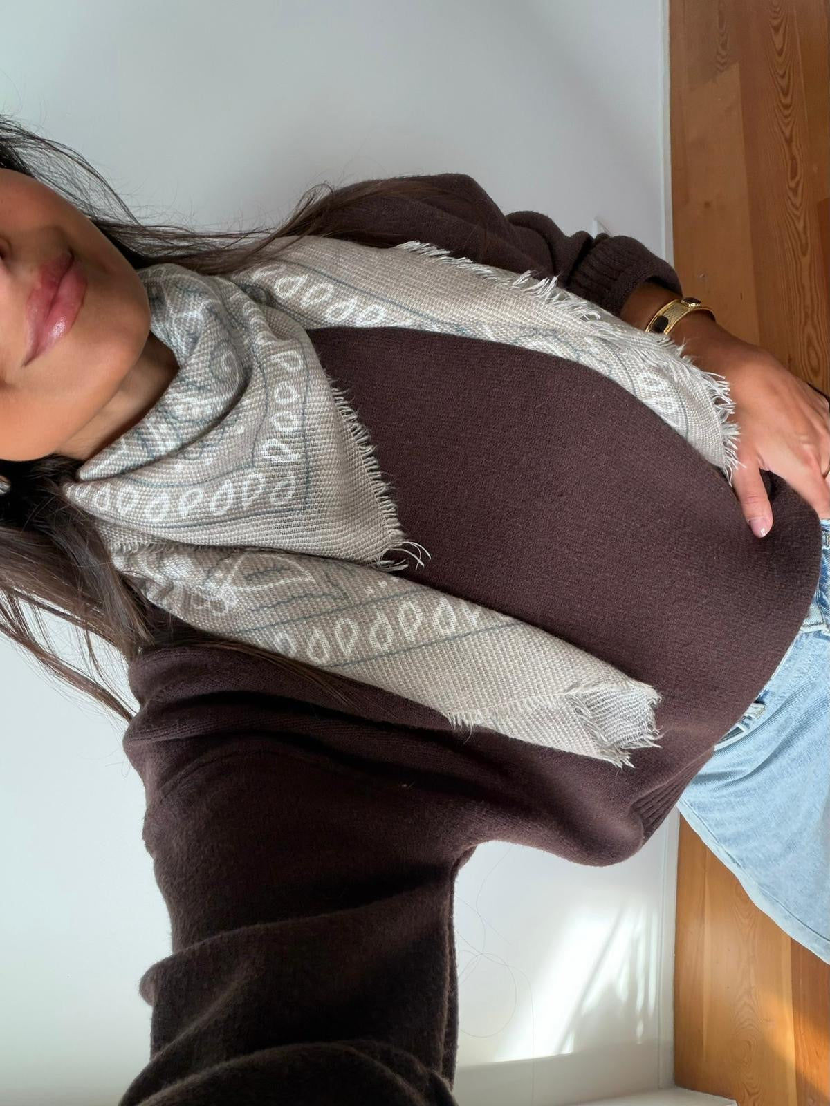 Soft Wool Blend Bandana in Taupe