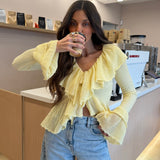 Ruffle Knit Top in Yellow