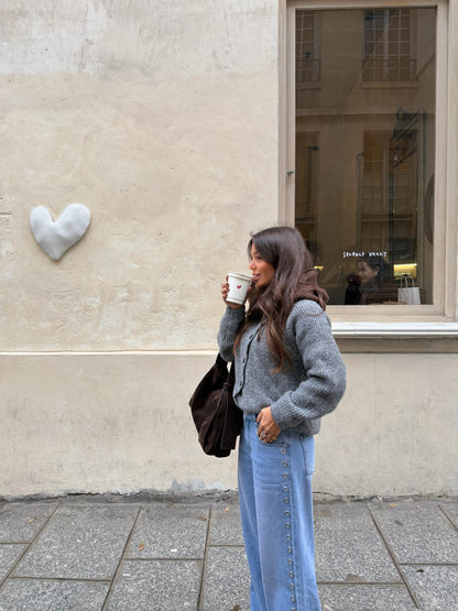 Emma Knit Cardigan In Gray